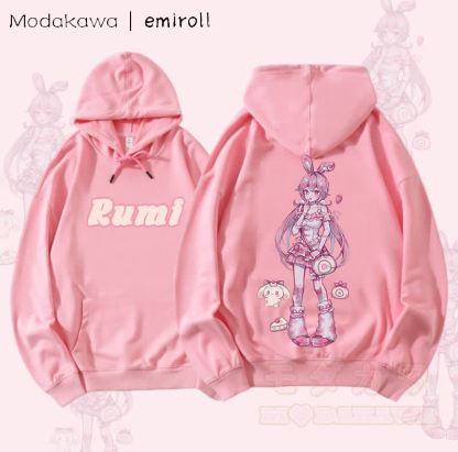 MODAKAWA X emiroll Rumi Graphic Streetwear Pullover Hoodie - Rosa - 5XL - image 3