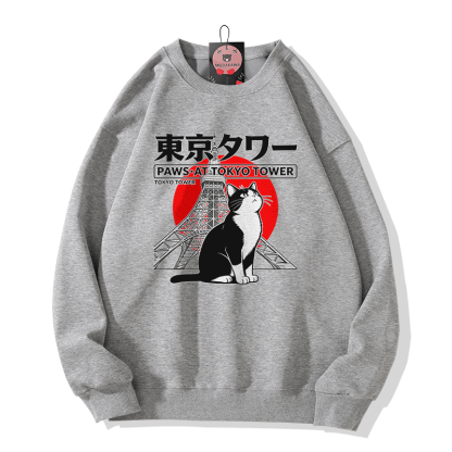 TOKYO Cat Graphic Modakawa Sweatshirt - Grey - 5XL - image 3