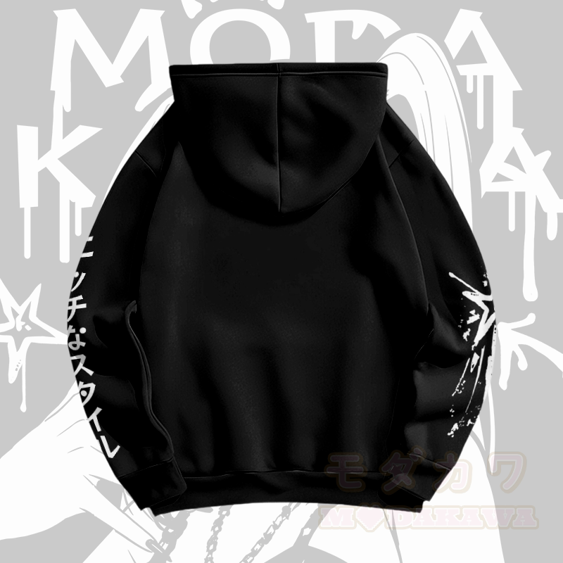 Modakawa Pullover Hoodie mit Anime-Mädchen-Grafik - image 3