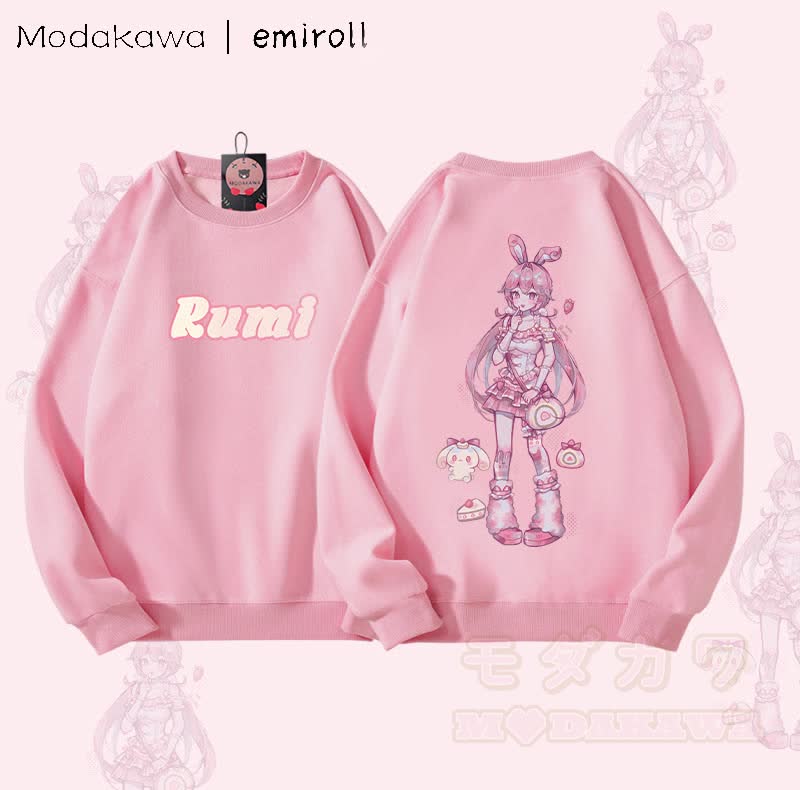 MODAKAWA X emiroll Rumi Graphic Unisex Sweatshirt - Rosa - 5XL - image 4