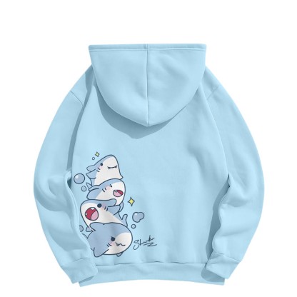 Modakawa – Plüsch-Hoodie mit Hai-Print und Taschen - image 3