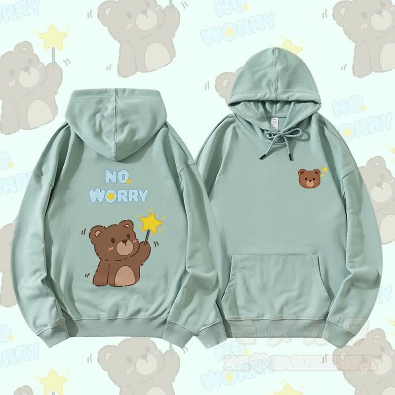 MODAKAWA NO WORRY Bären-Grafik Partner-Hoodie - Grün - 5XL - image 3