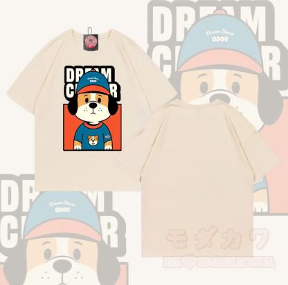 DREAM CRASER Hunde-Grafik Modakawa 100% Baumwoll-T-Shirt - Aprikose - 5XL - image 6