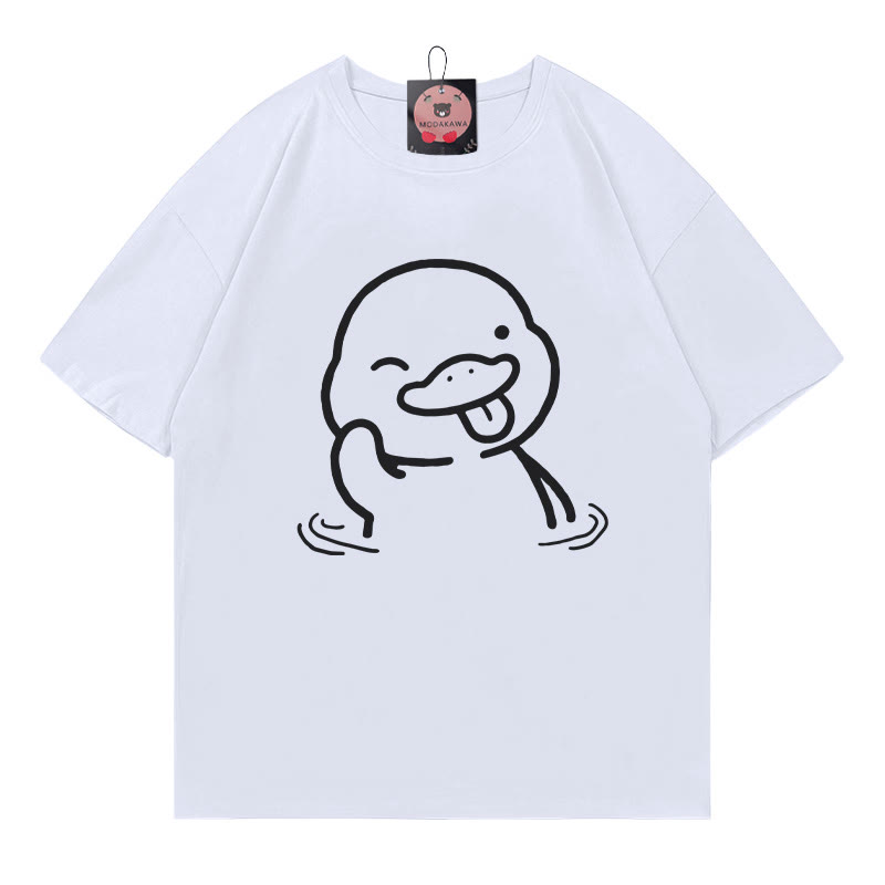 Lustiges T-Shirt mit Entenaufdruck - White - 5XL - image 3
