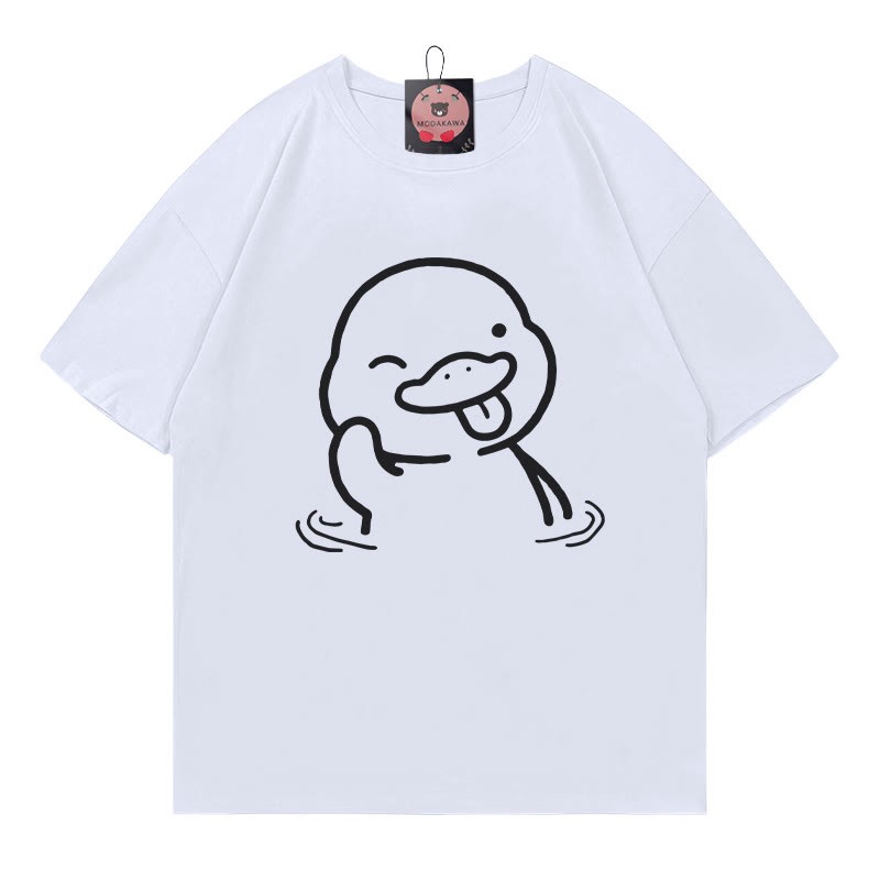 Lustiges T-Shirt mit Entenaufdruck - White - 5XL - image 3