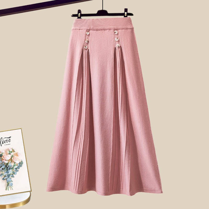 Strickjacke mit Schleife, passender Pullover und Rock - Pink Skirt - XL - image 7