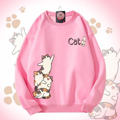 MODAKAWA Unisex-Sweatshirt mit fröhlichem Katzenmotiv - Pink - 5XL - image 3