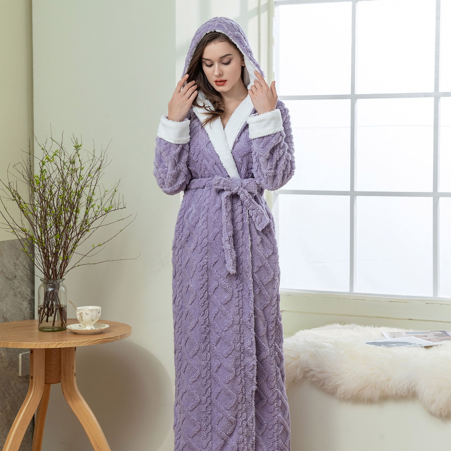 Long Plush Robe Womens