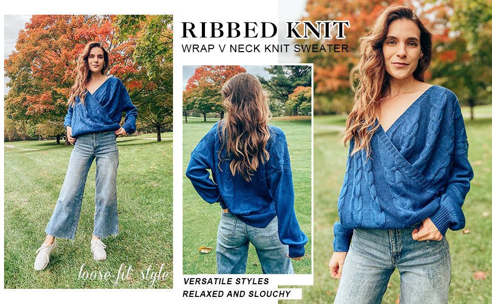 PRETTYGARDEN Wrap V Neck Sweater