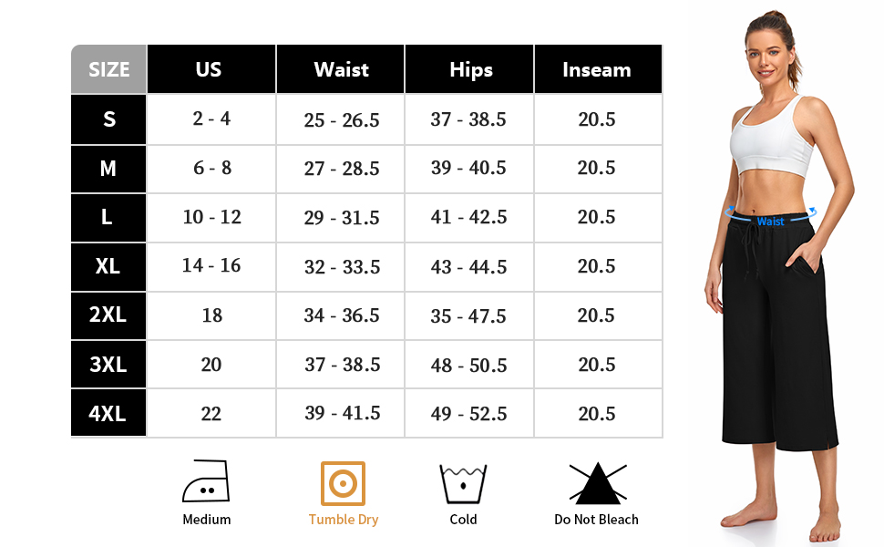 UEU Wide Leg Capri Pants for Women