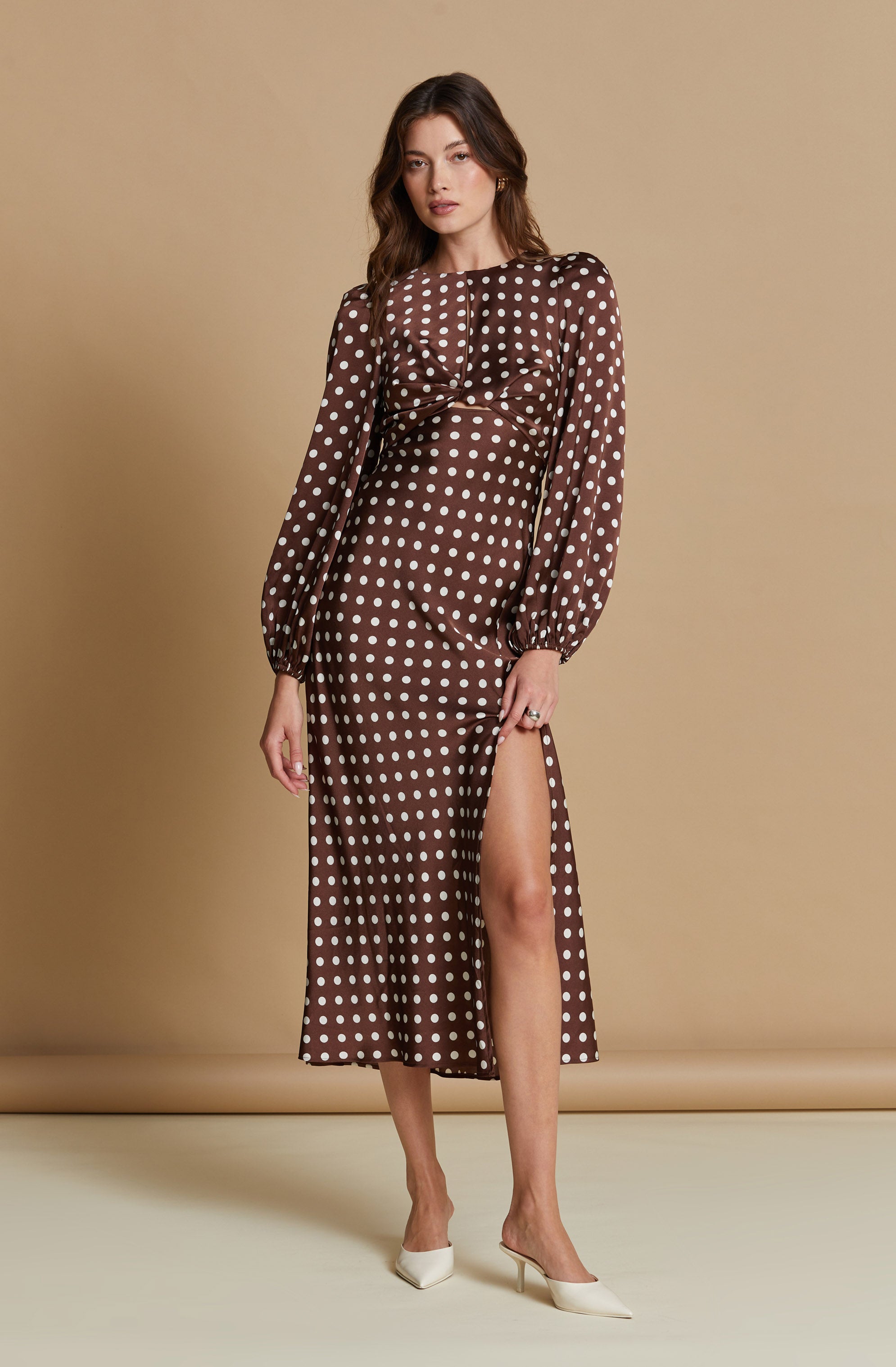 Suzy Polka Dot Midi Dress-Aljck