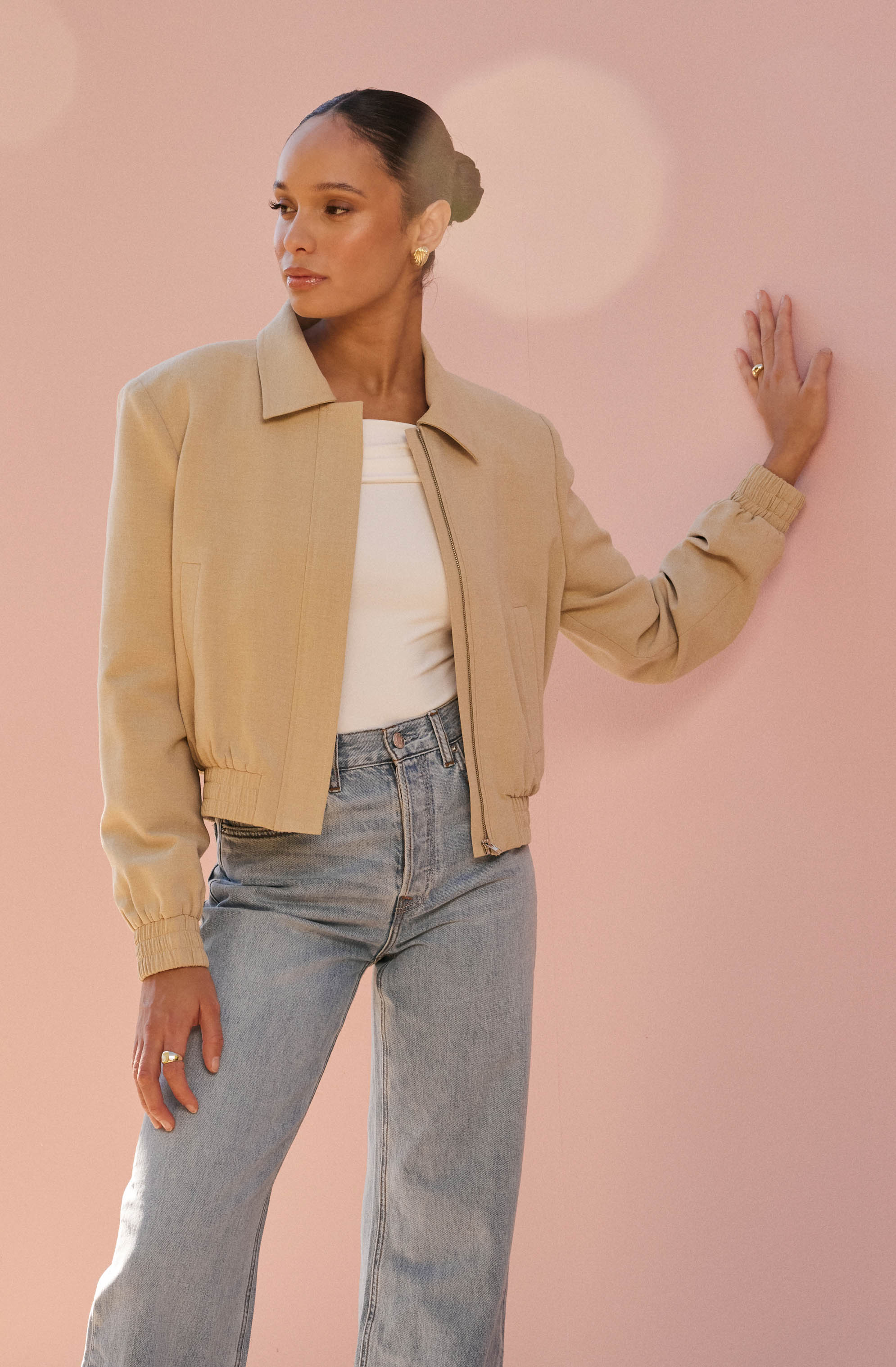 Reid Collared Bomber Jacket-Aljck