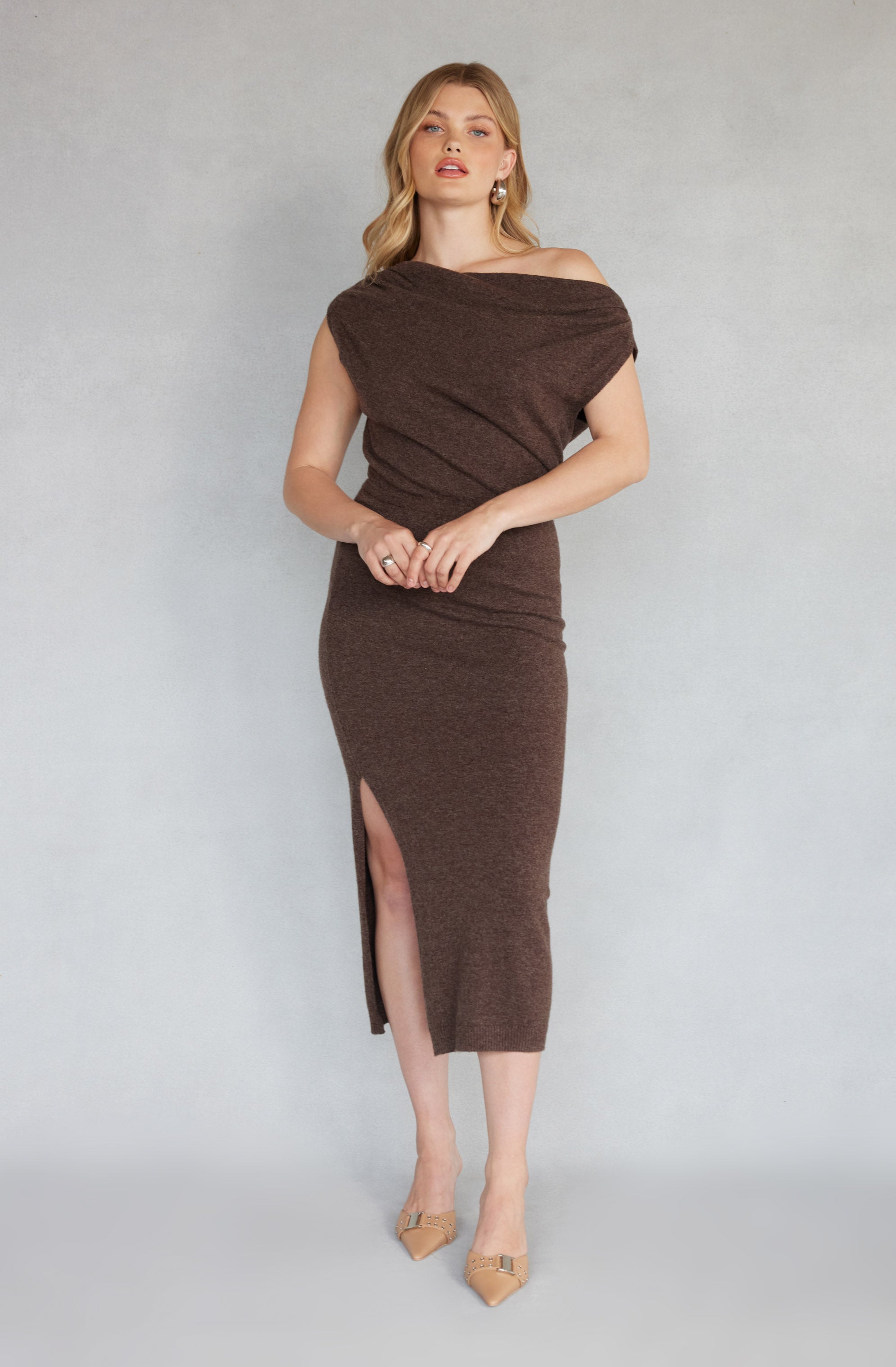 Val One Shoulder Sweater Dress-Aljck