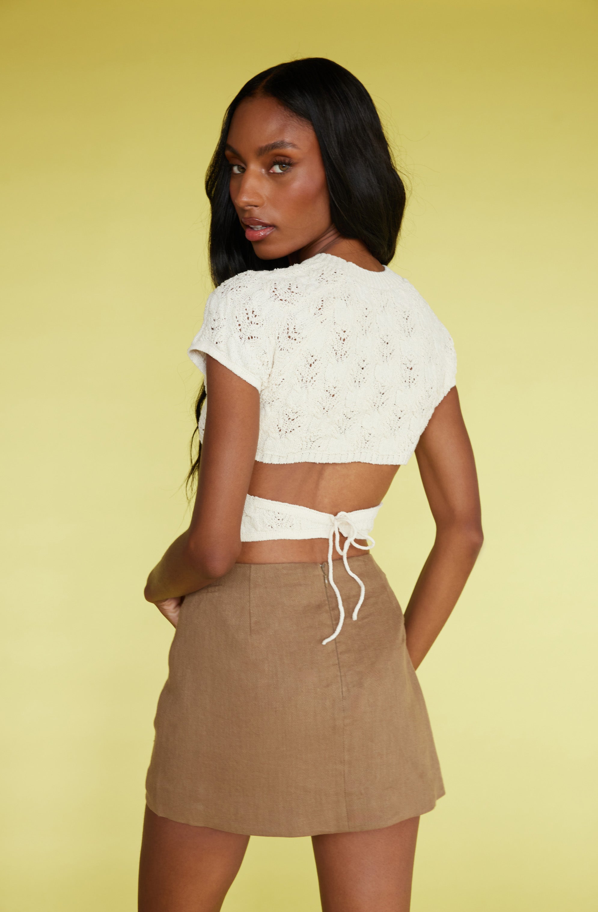 Alda Cropped Sweater Top-Aljck