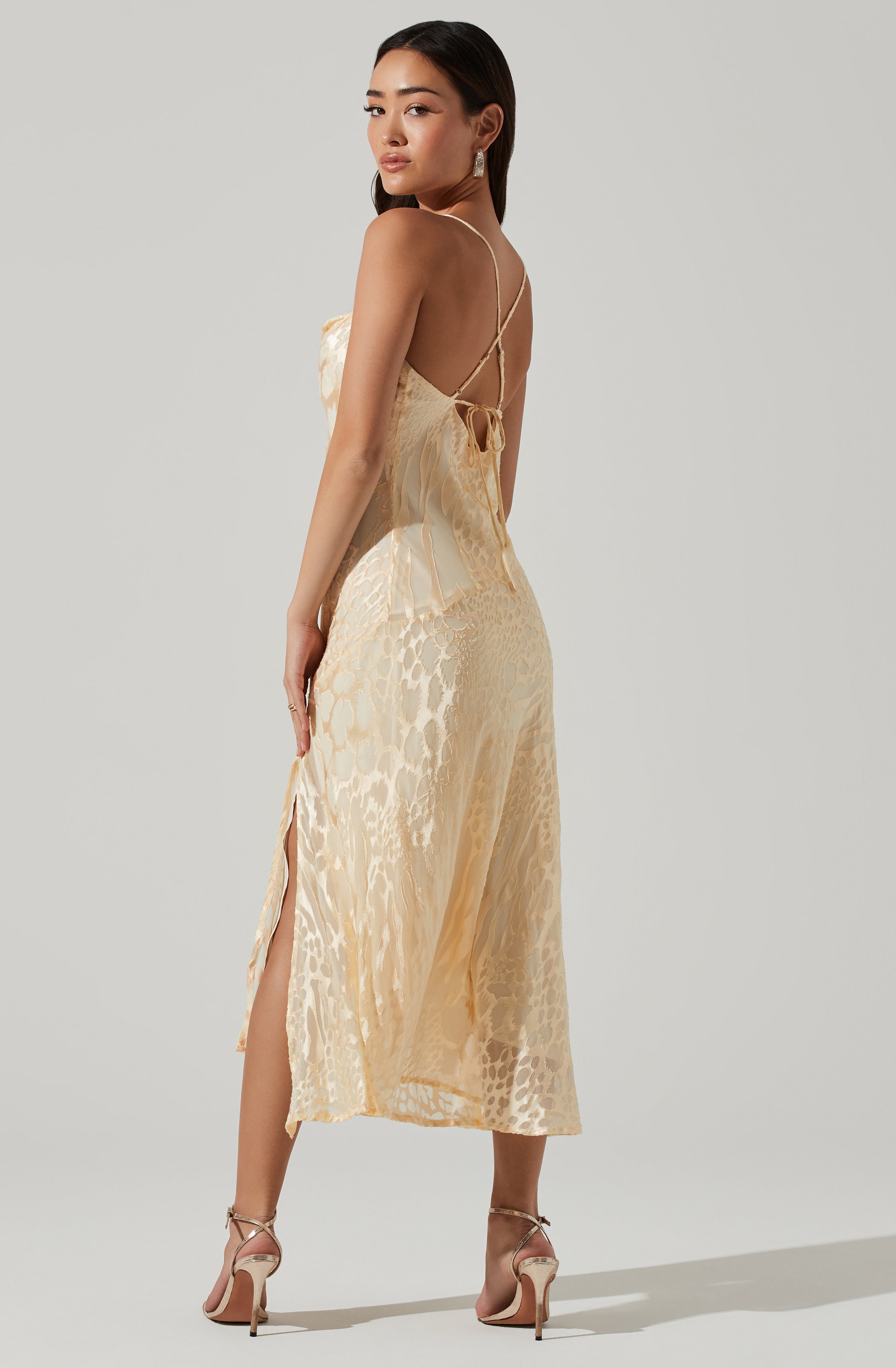 Gaia Burnout Floral Midi Dress-Aljck