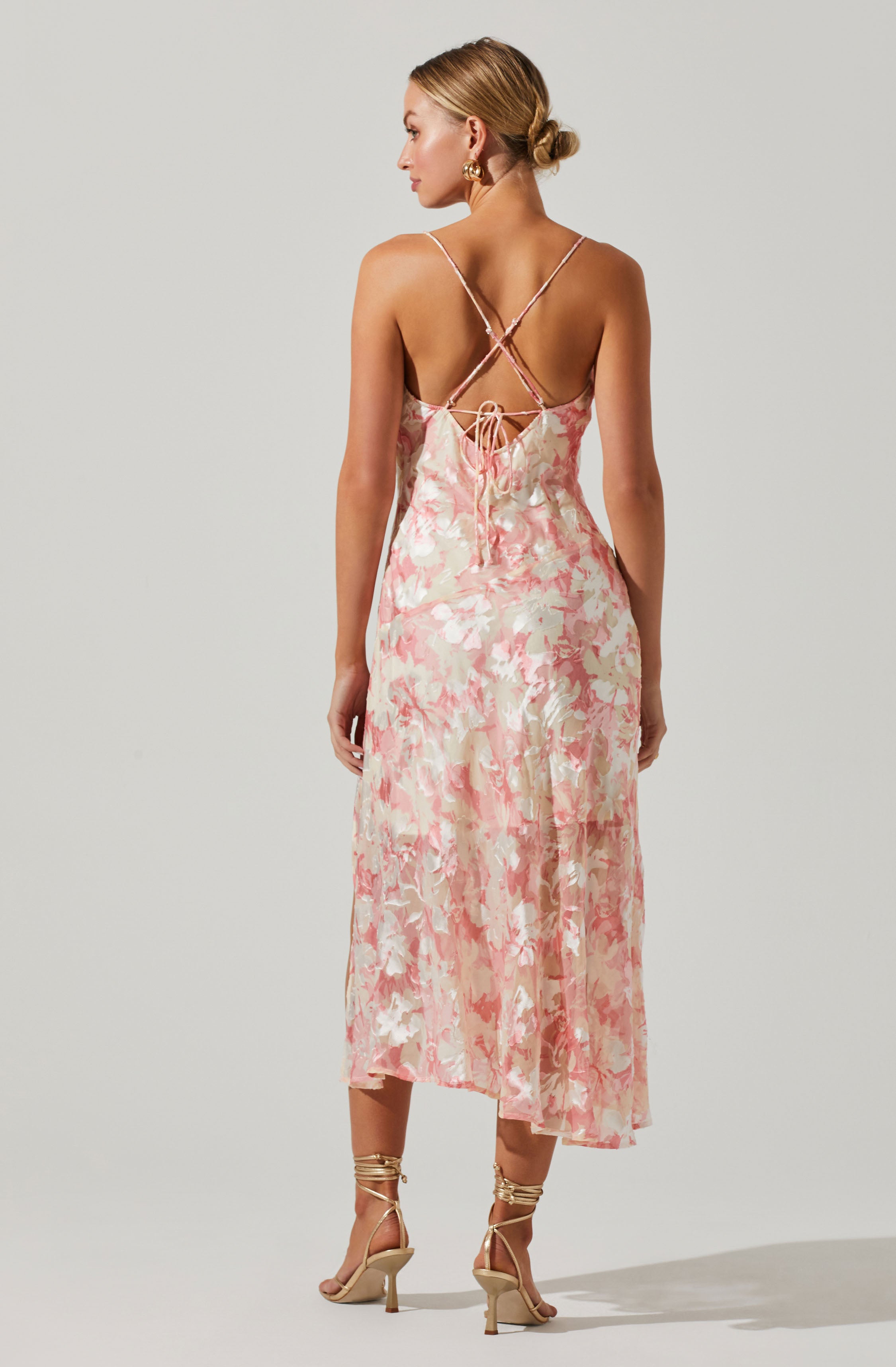 Gaia Floral Burnout Midi Dress-Aljck