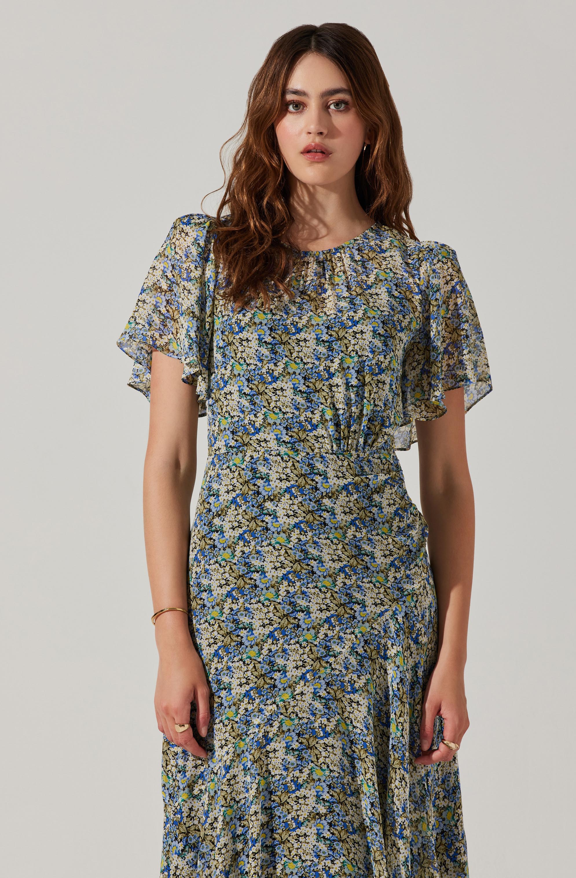 Mirella Floral Midi Dress-Aljck