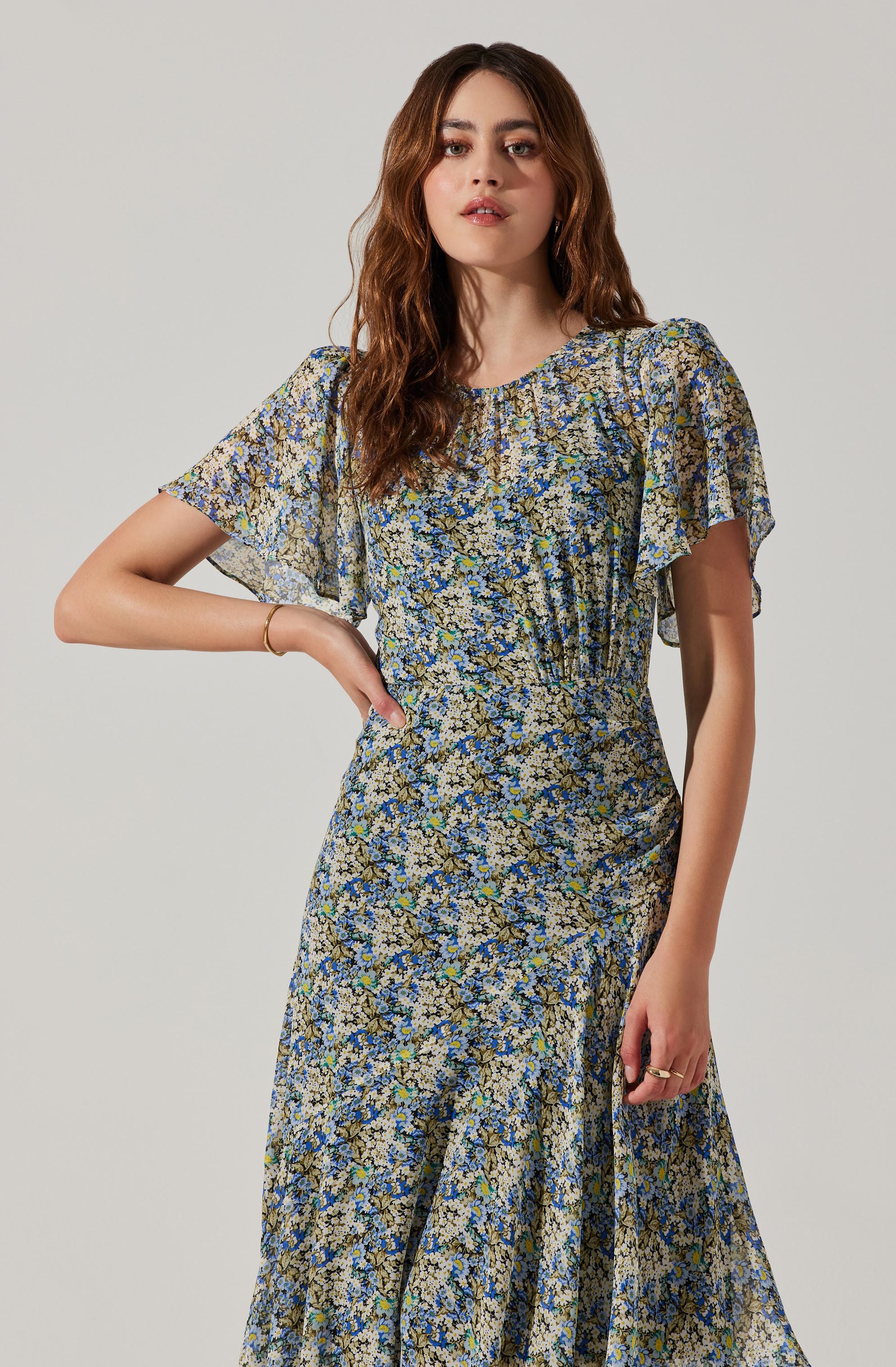 Mirella Floral Midi Dress-Aljck