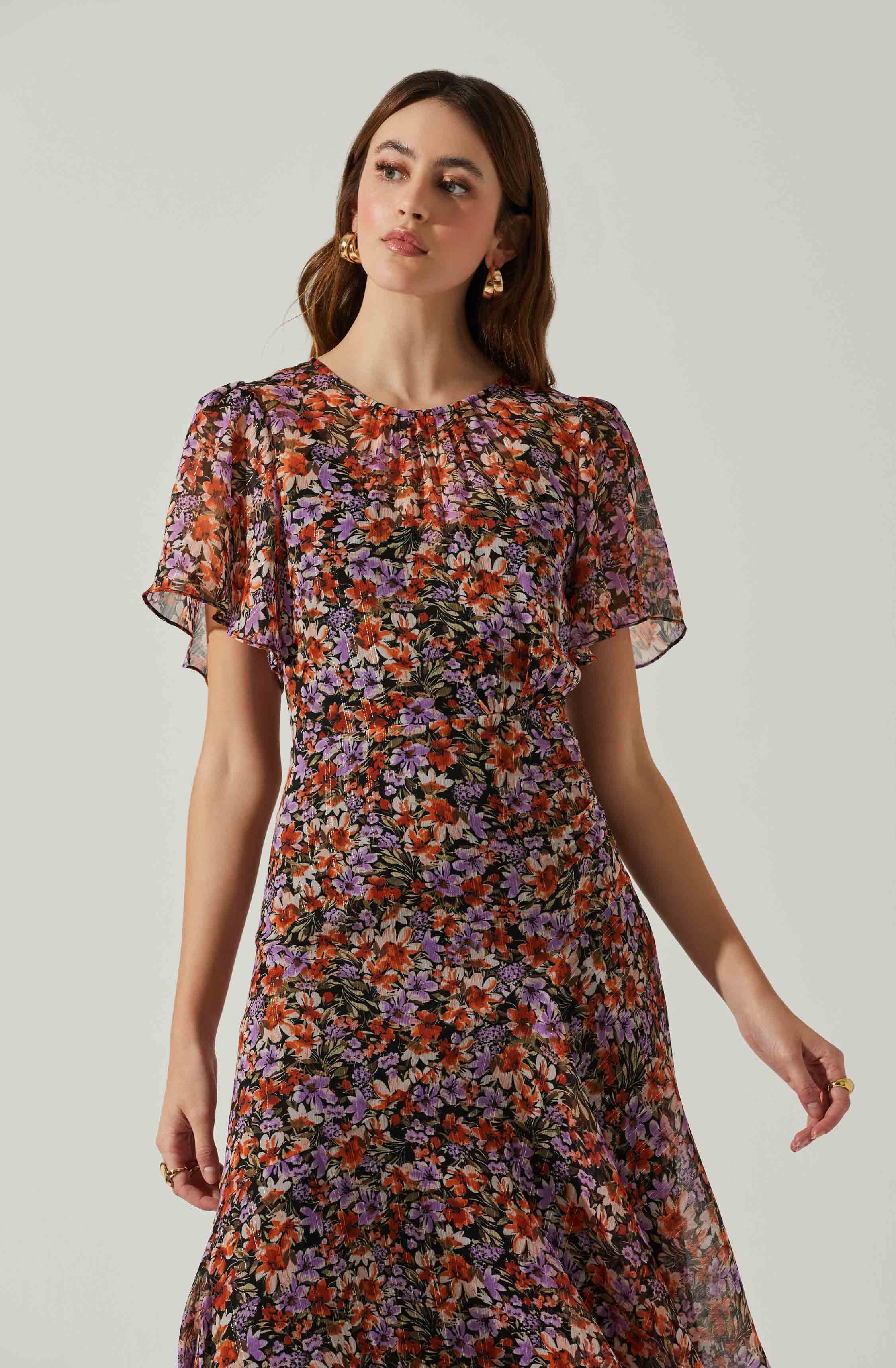 Mirella Floral Midi Dress-Aljck
