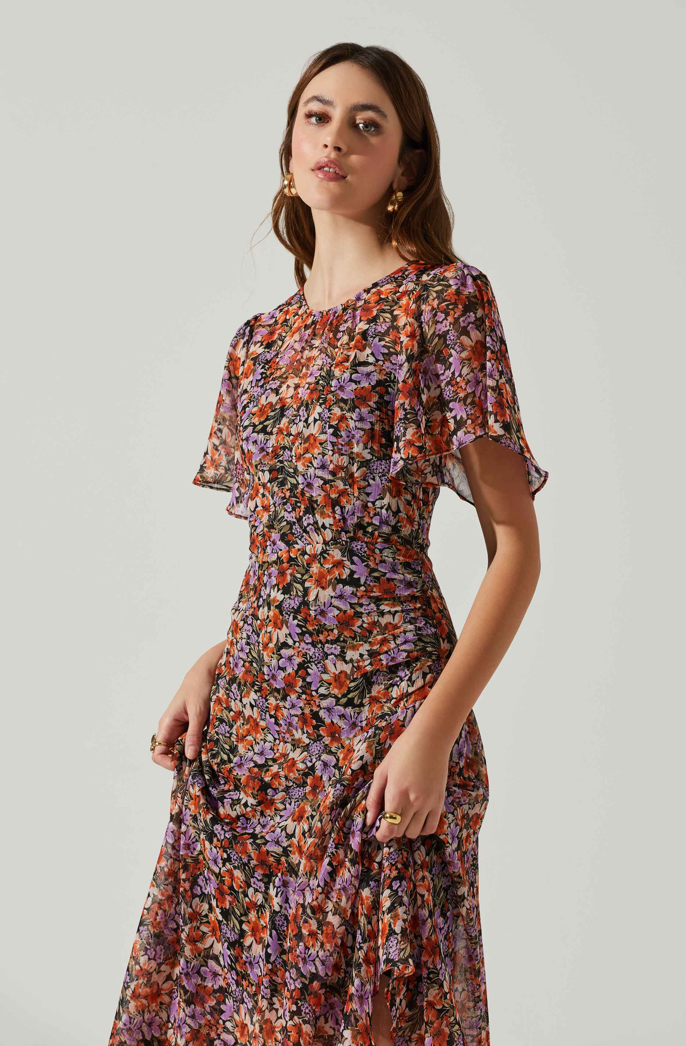 Mirella Floral Midi Dress-Aljck
