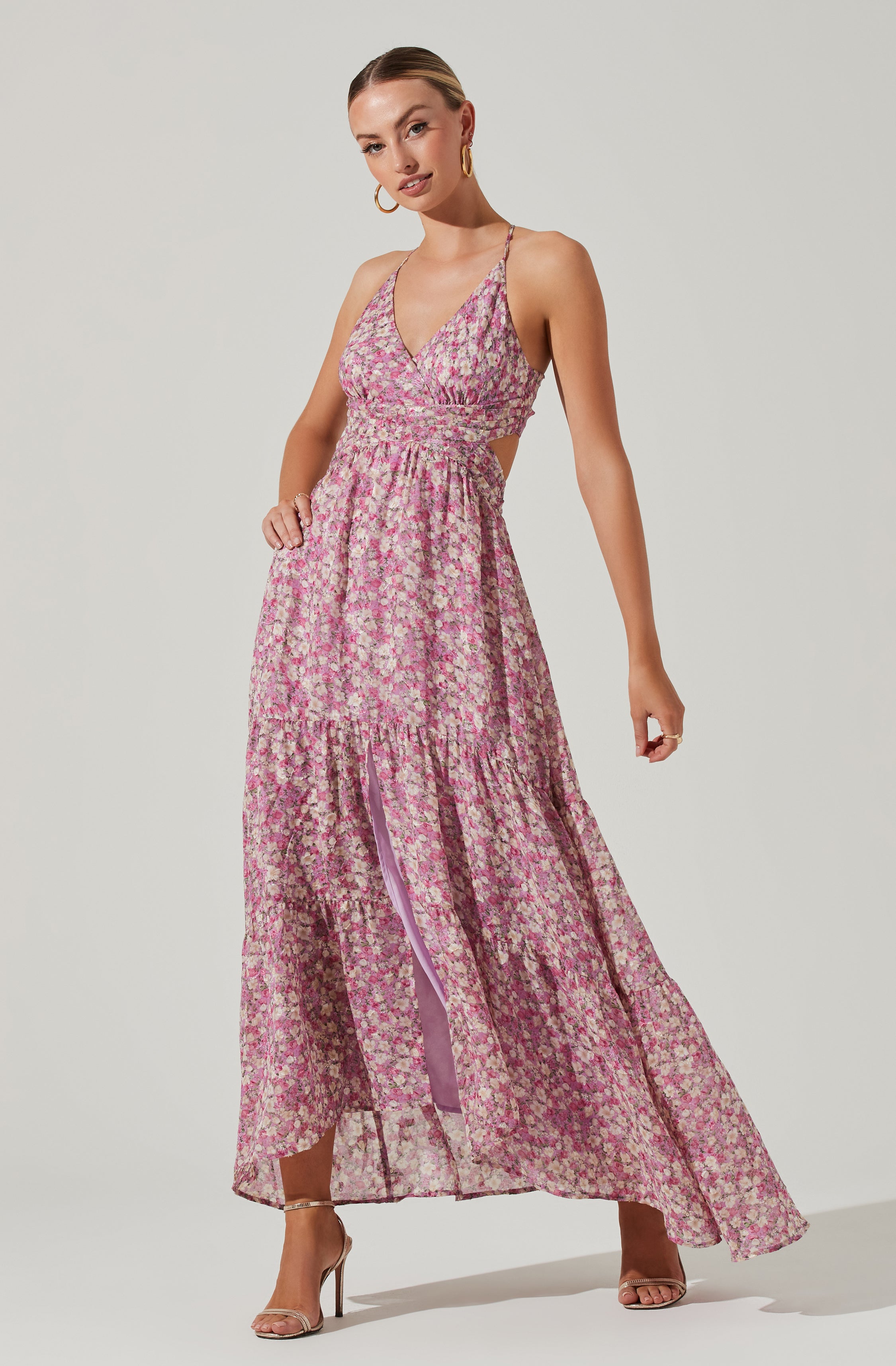 Frolic Floral Cutout Maxi Dress-Aljck