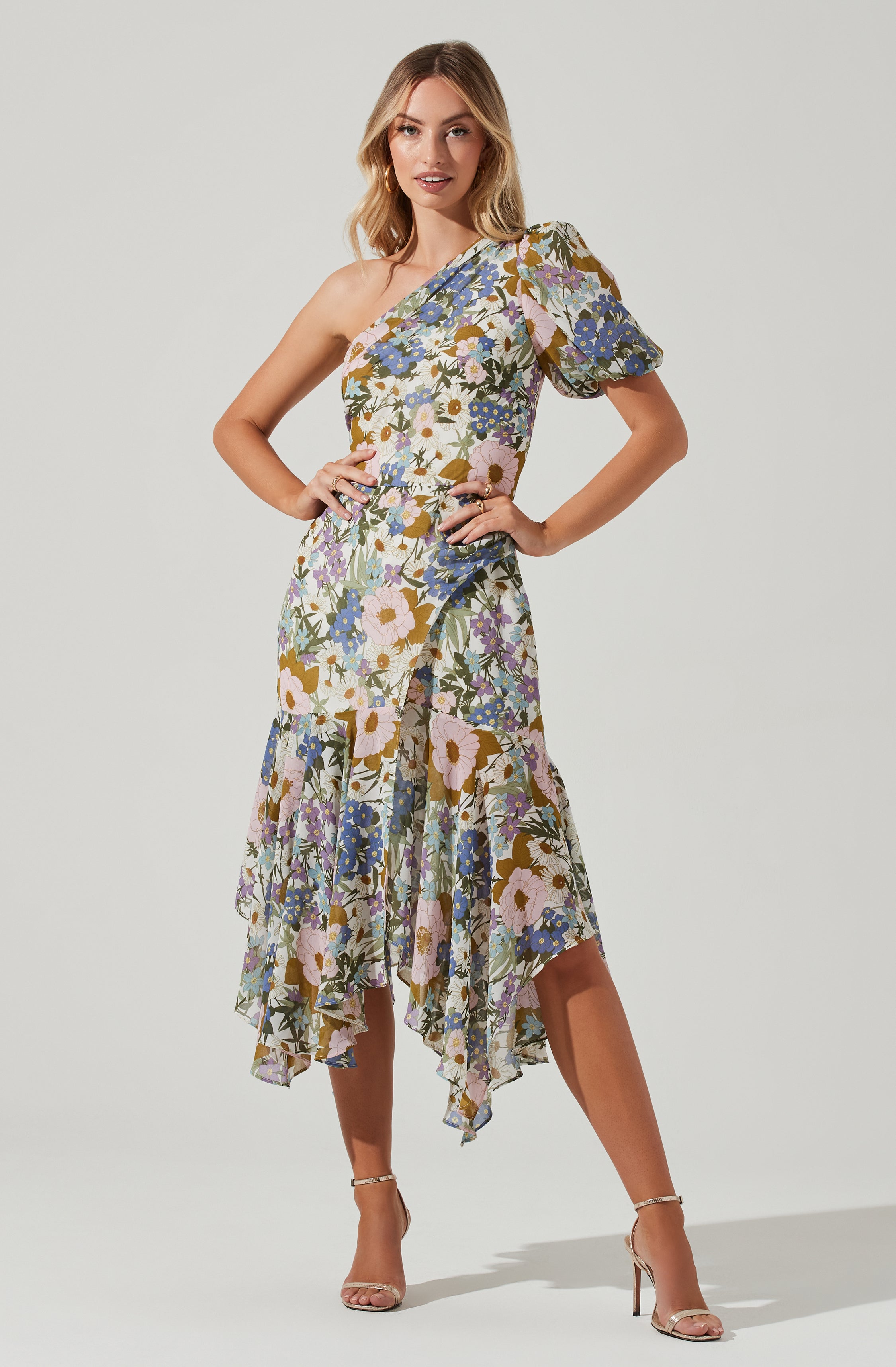 Santorini One Shoulder Midi Dress-Aljck