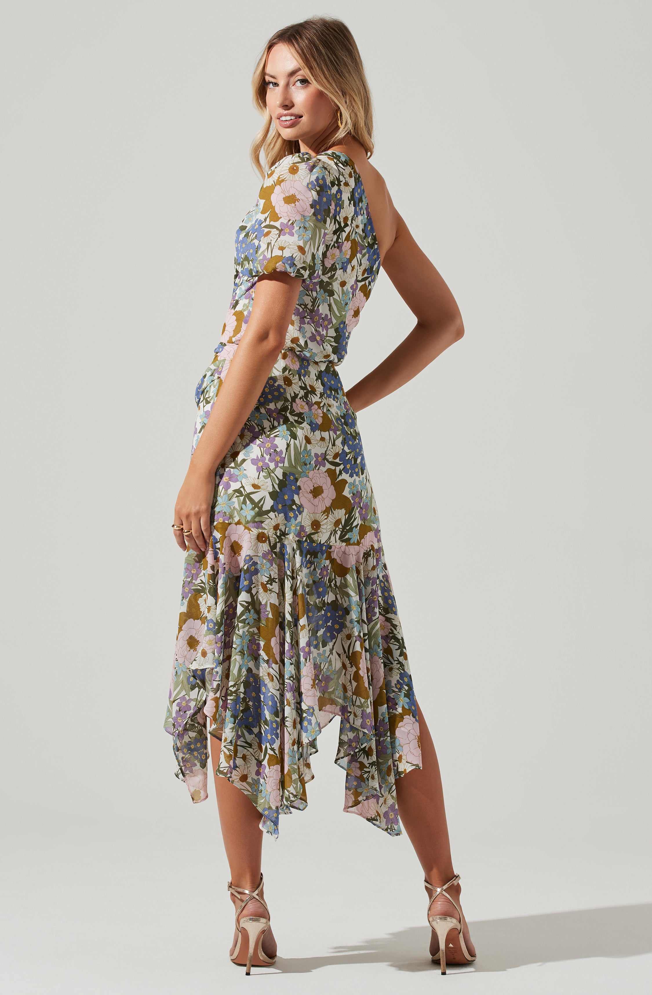 Santorini One Shoulder Midi Dress-Aljck