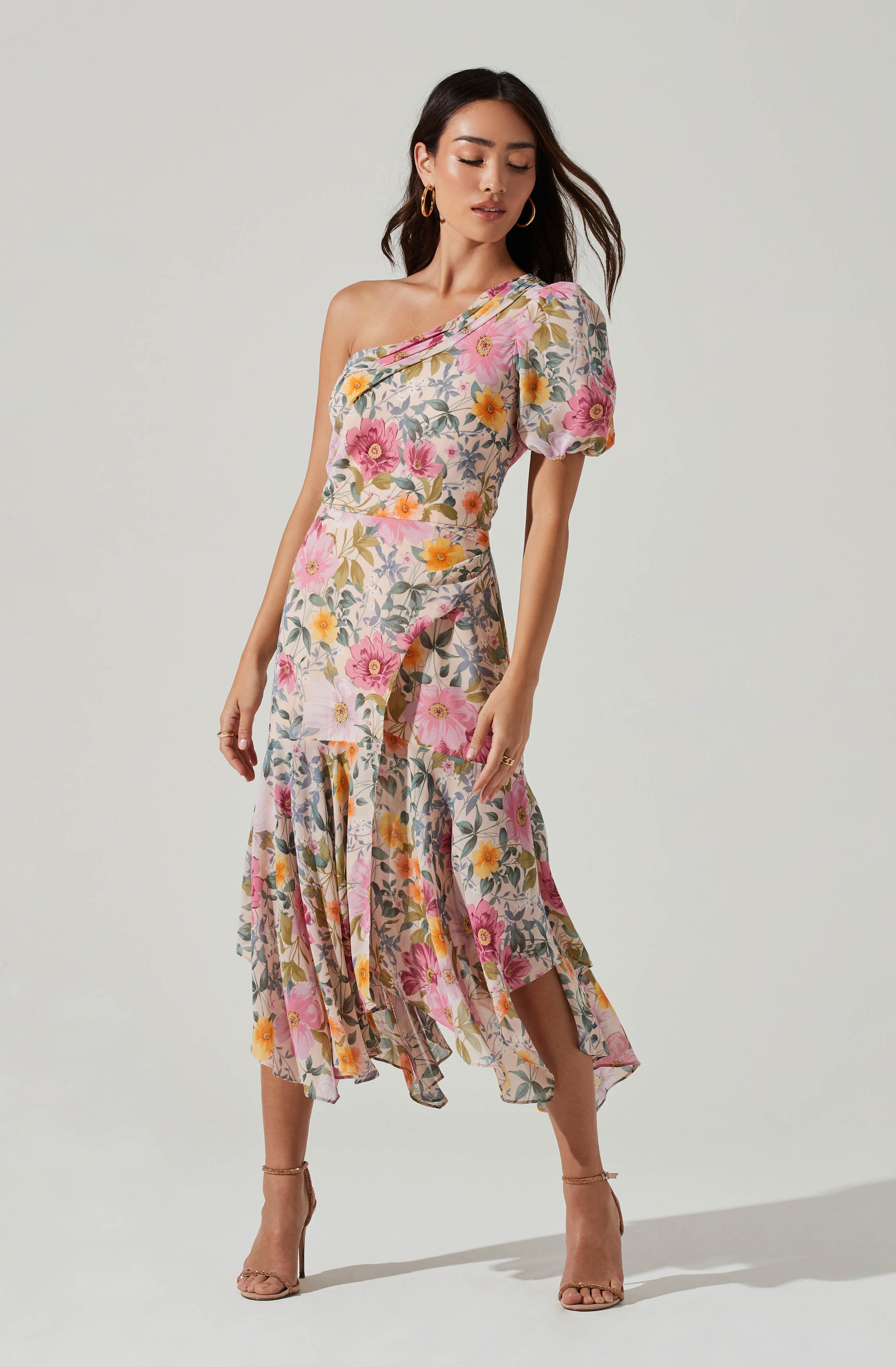 Santorini One Shoulder Midi Dress-Aljck