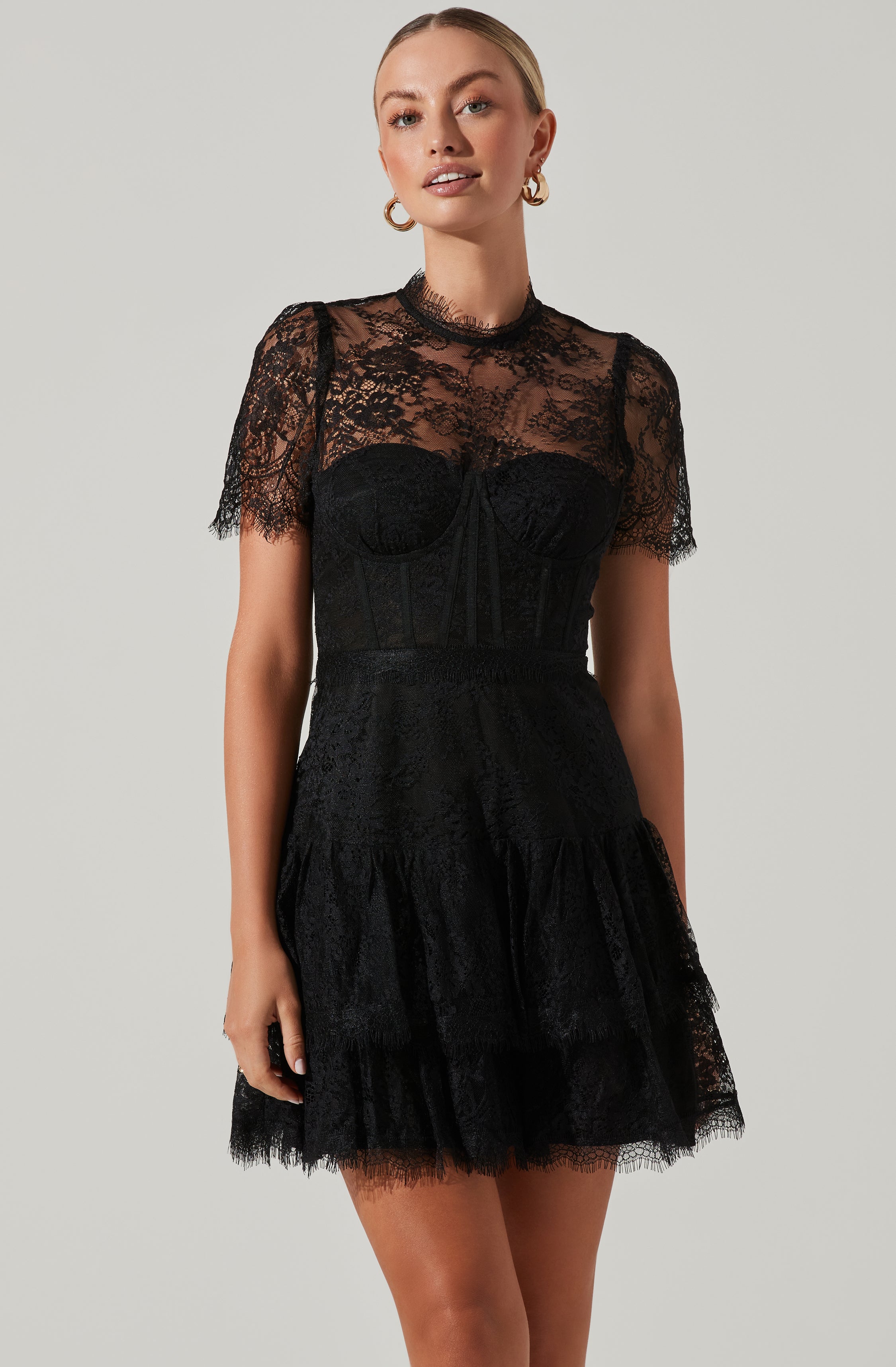 Leilani Lace Bustier Mini Dress-Aljck