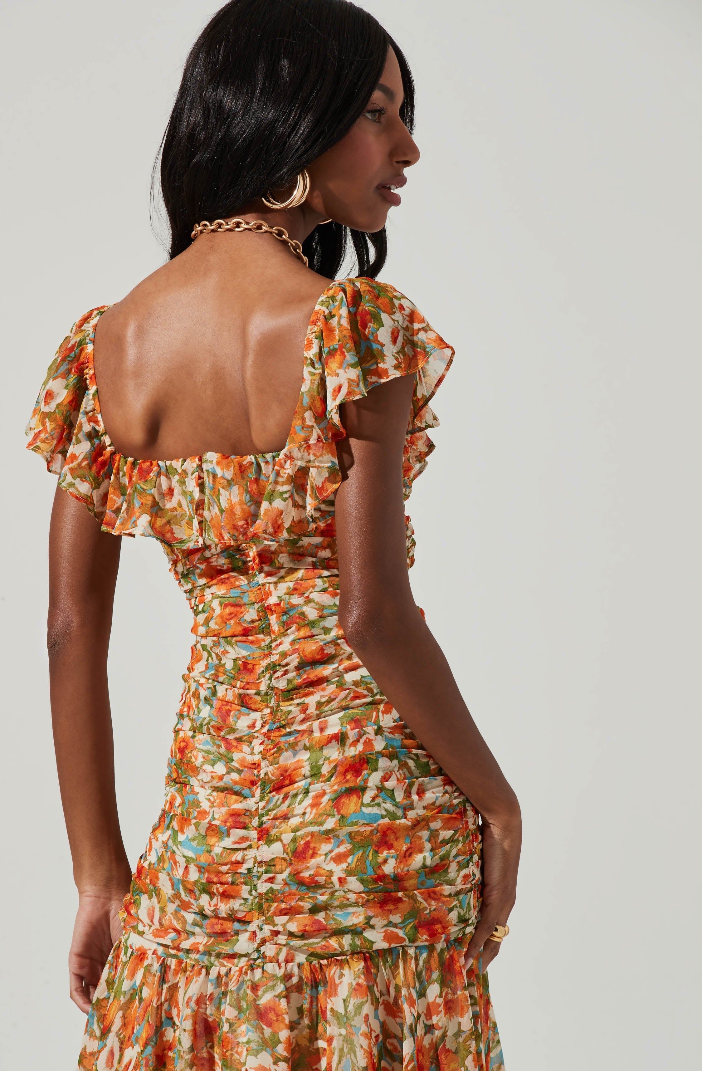 Devereaux Cutout Floral Midi Dress-Aljck