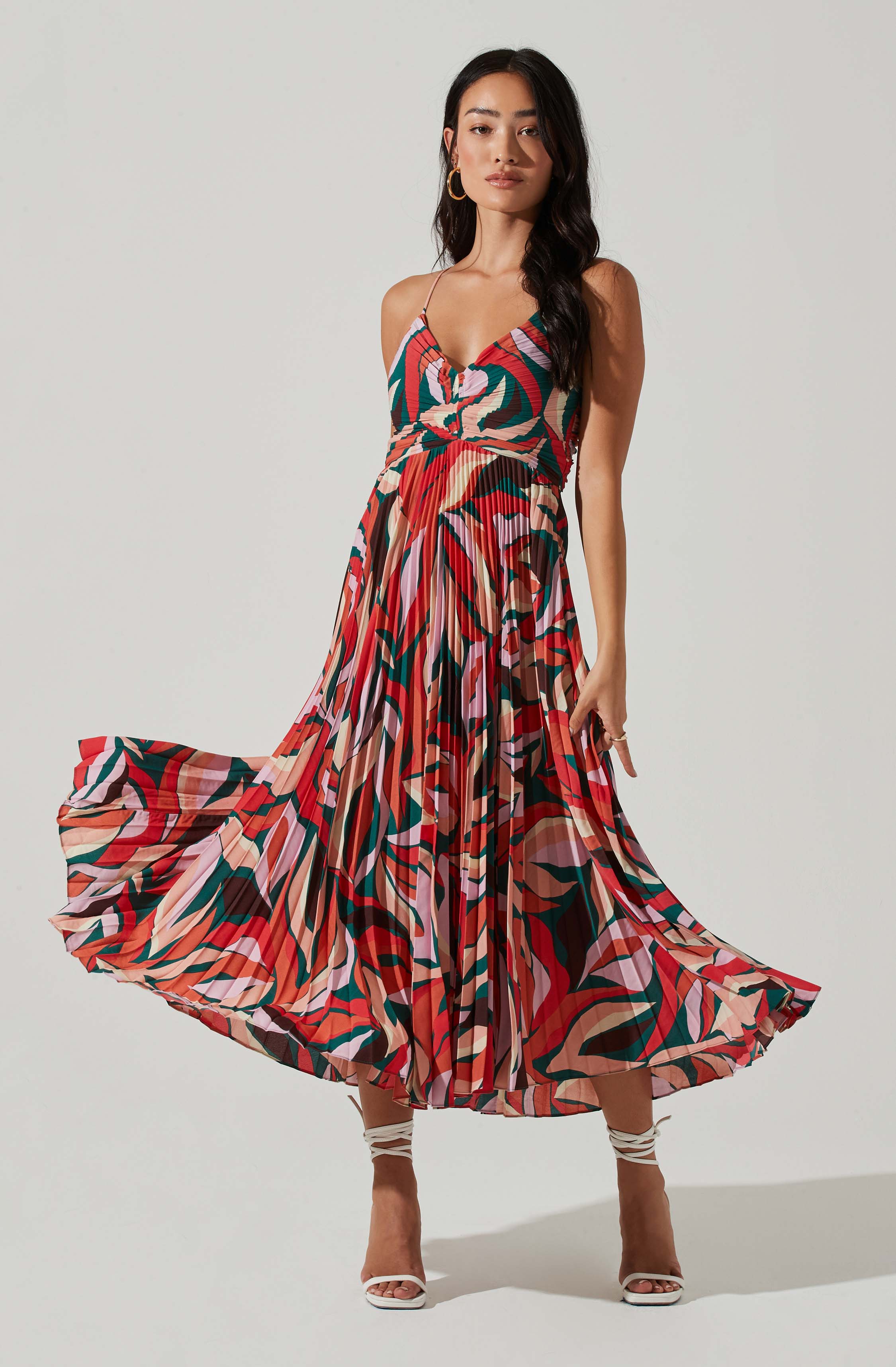 Blythe Floral Plisse Midi Dress-Aljck