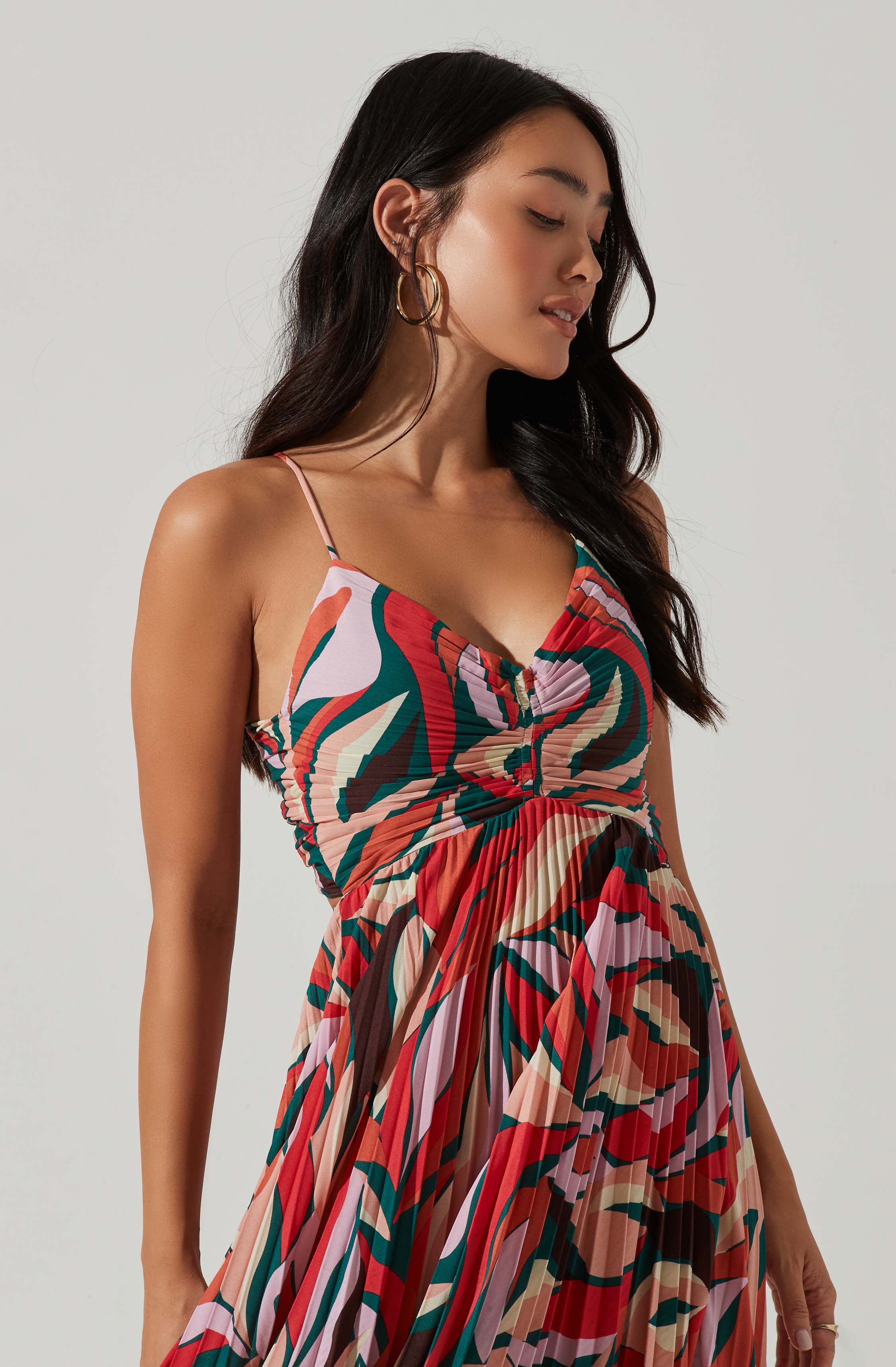 Blythe Floral Plisse Midi Dress-Aljck