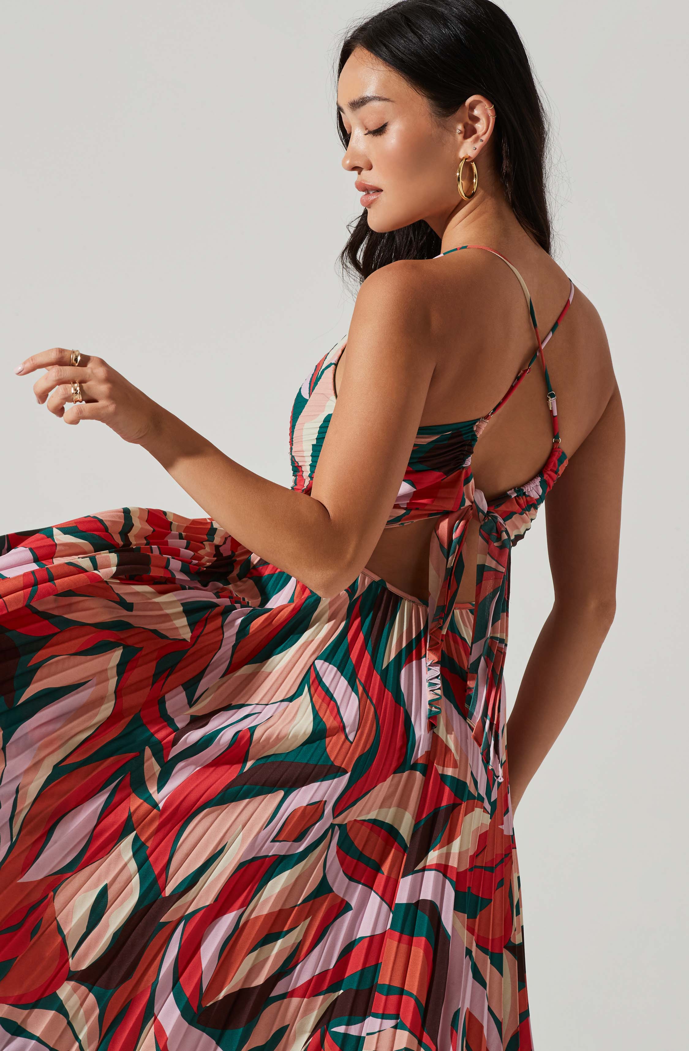 Blythe Floral Plisse Midi Dress-Aljck