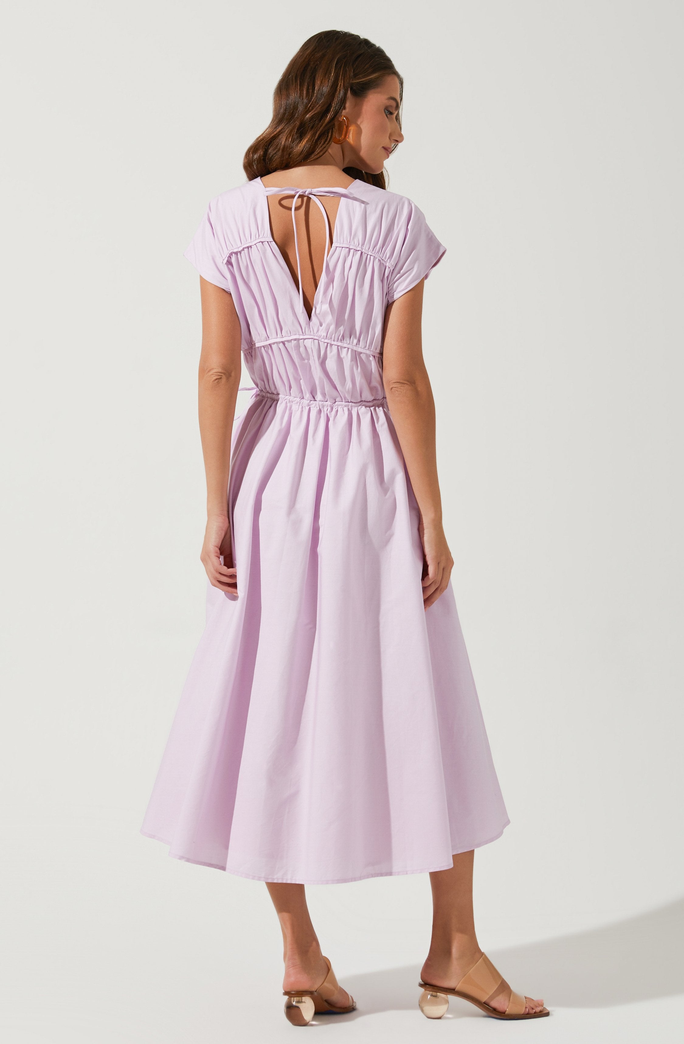 Lorrie Sleeveless Ruched Midi Dress-Aljck