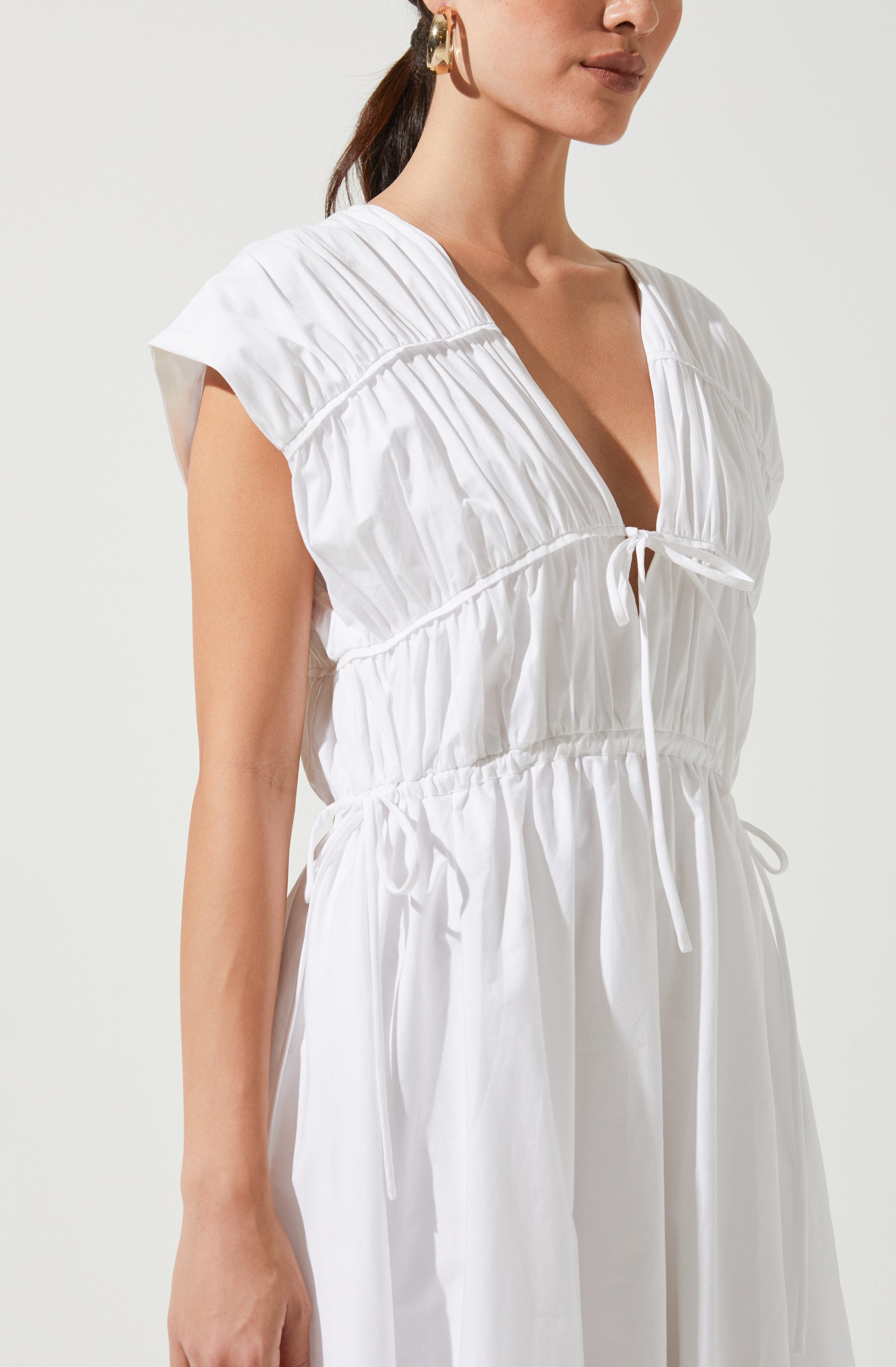 Lorrie Sleeveless Ruched Midi Dress-Aljck