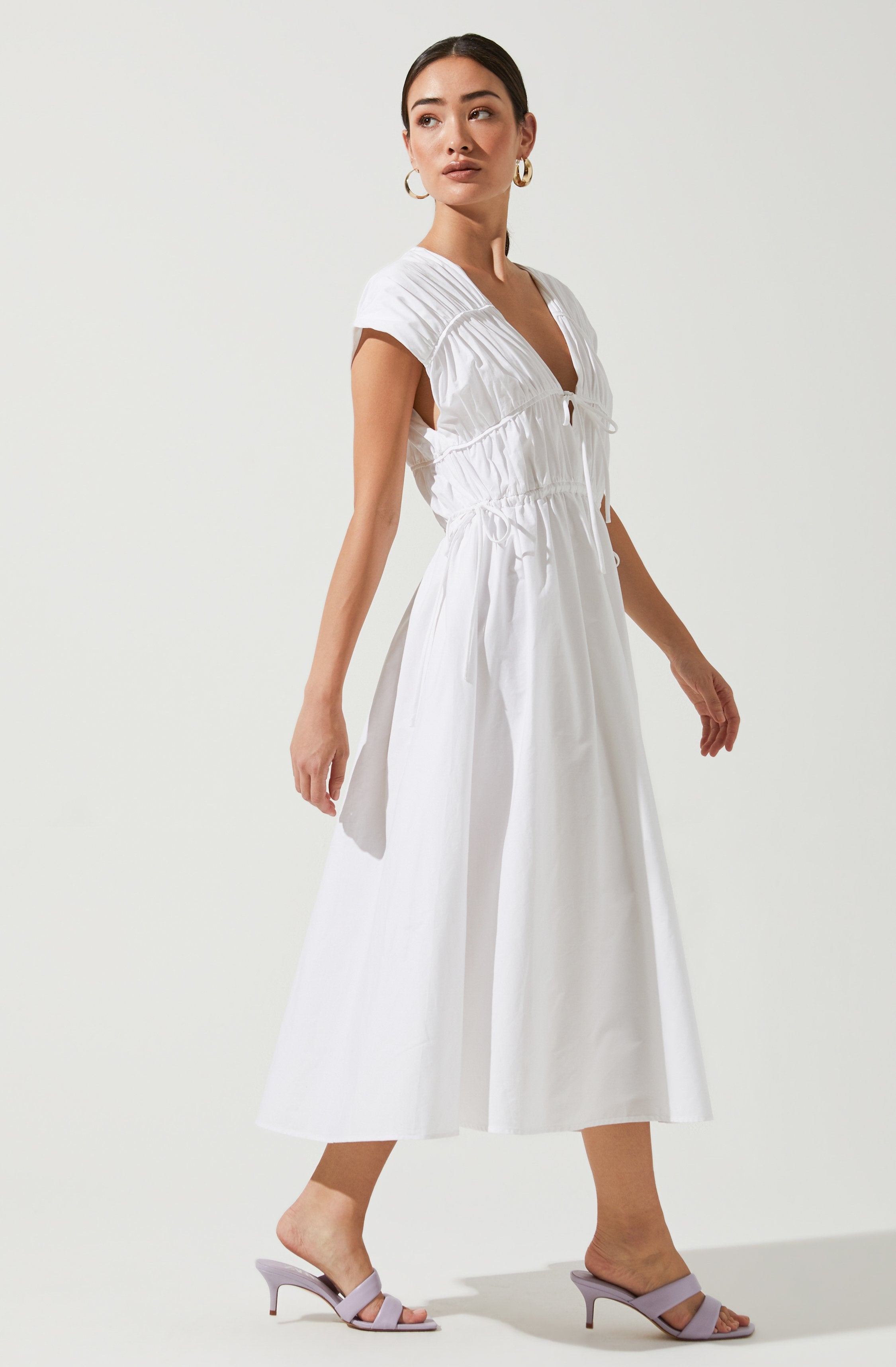 Lorrie Sleeveless Ruched Midi Dress-Aljck