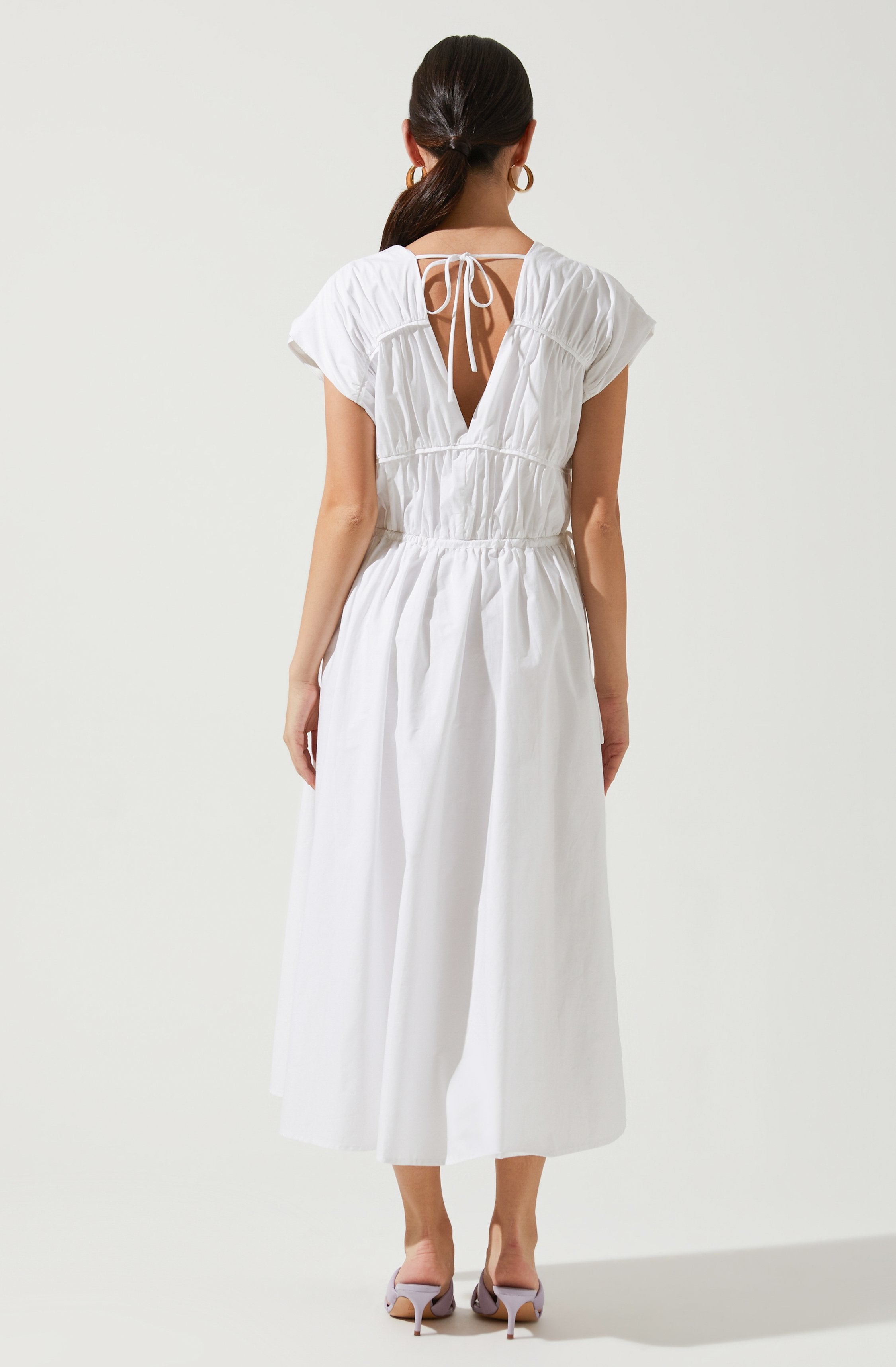 Lorrie Sleeveless Ruched Midi Dress-Aljck