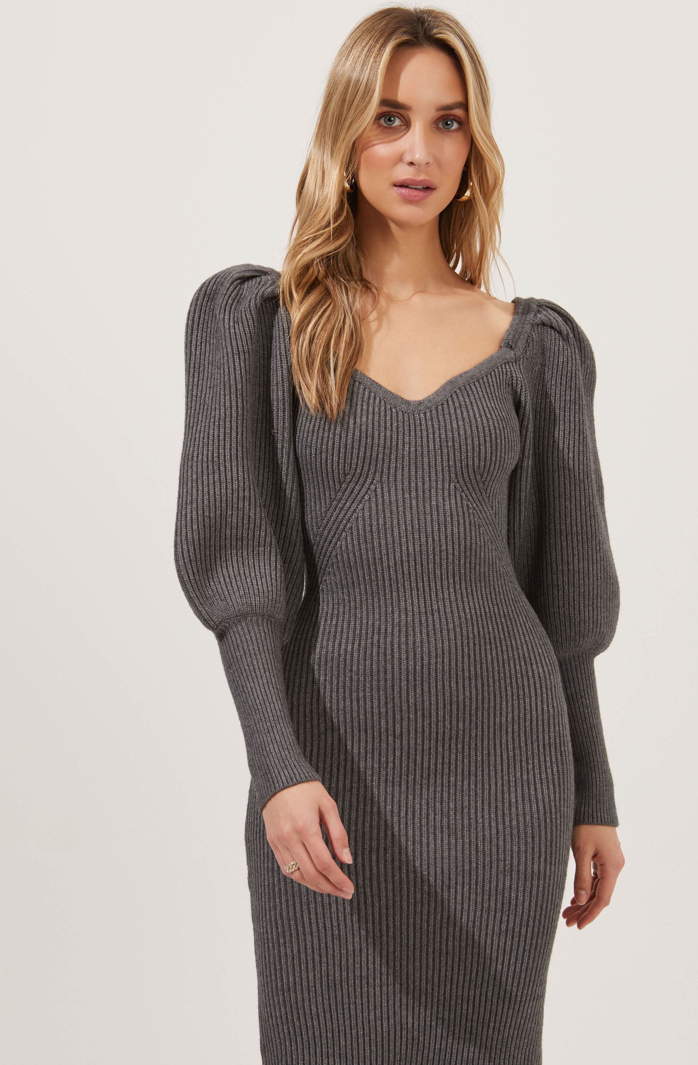 Jansen Puff Sleeve Sweater Dress-Aljck