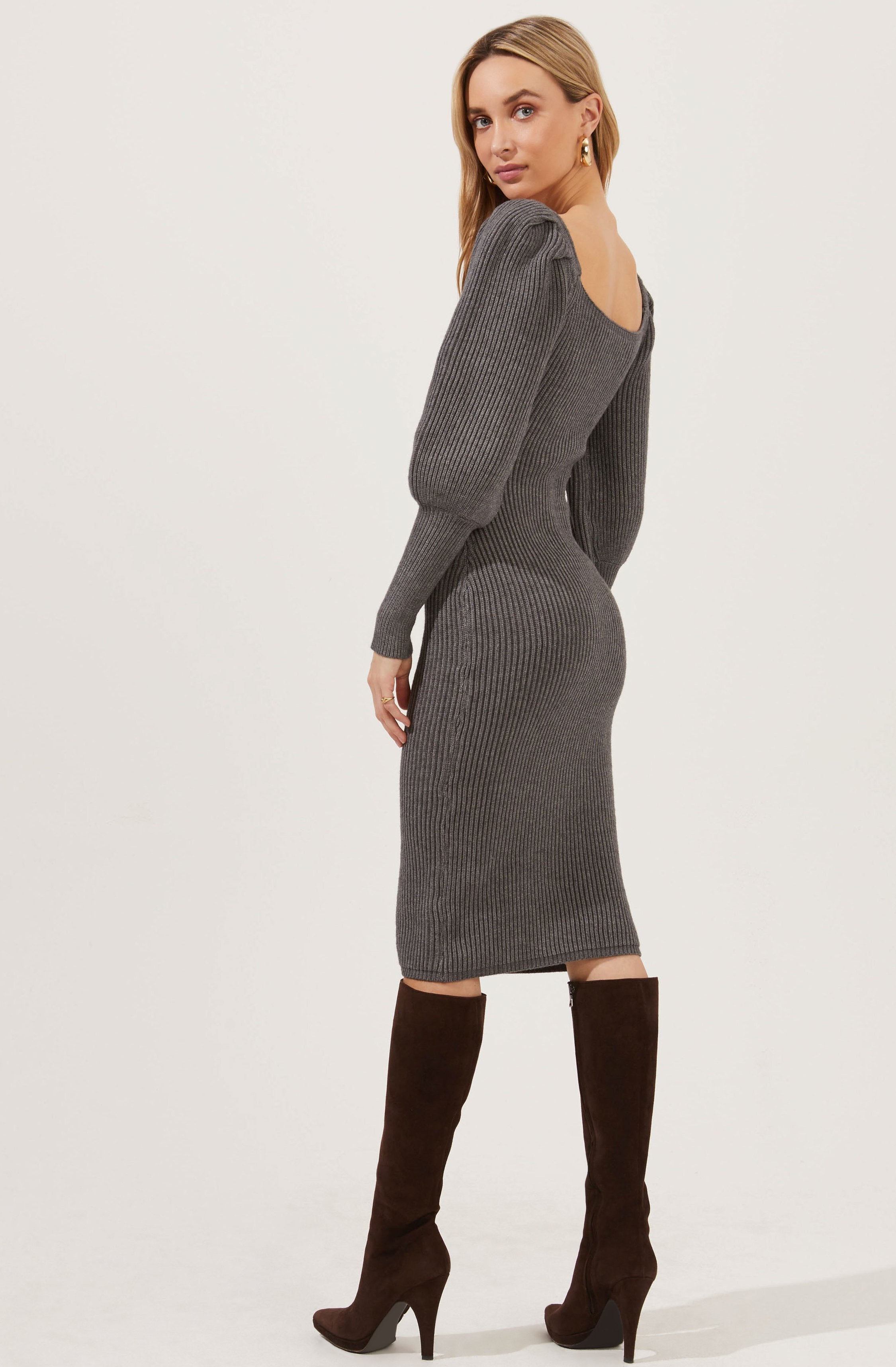 Jansen Puff Sleeve Sweater Dress-Aljck