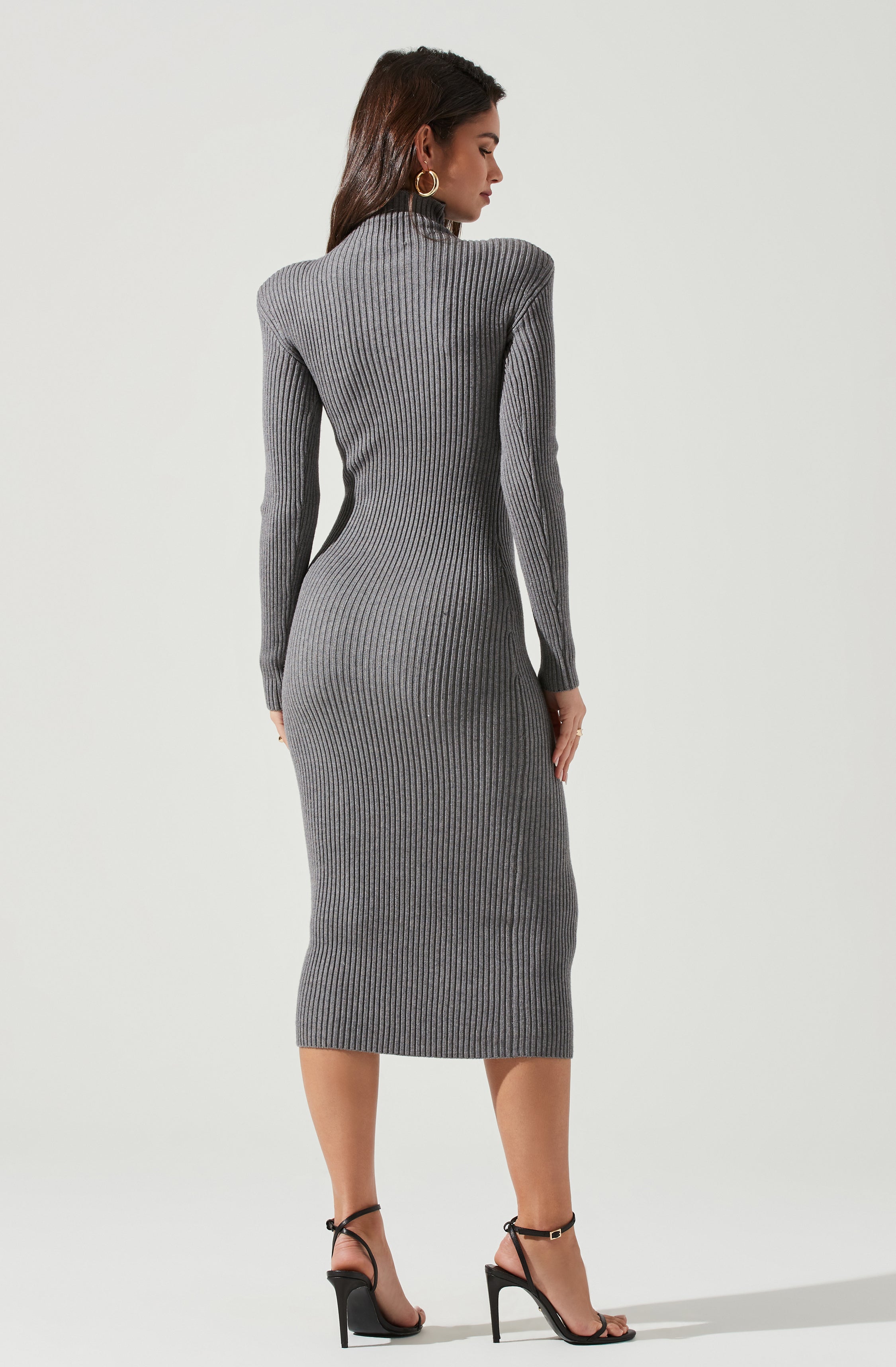 Abilene Long Sleeve Turtleneck Midi Sweater Dress-Aljck