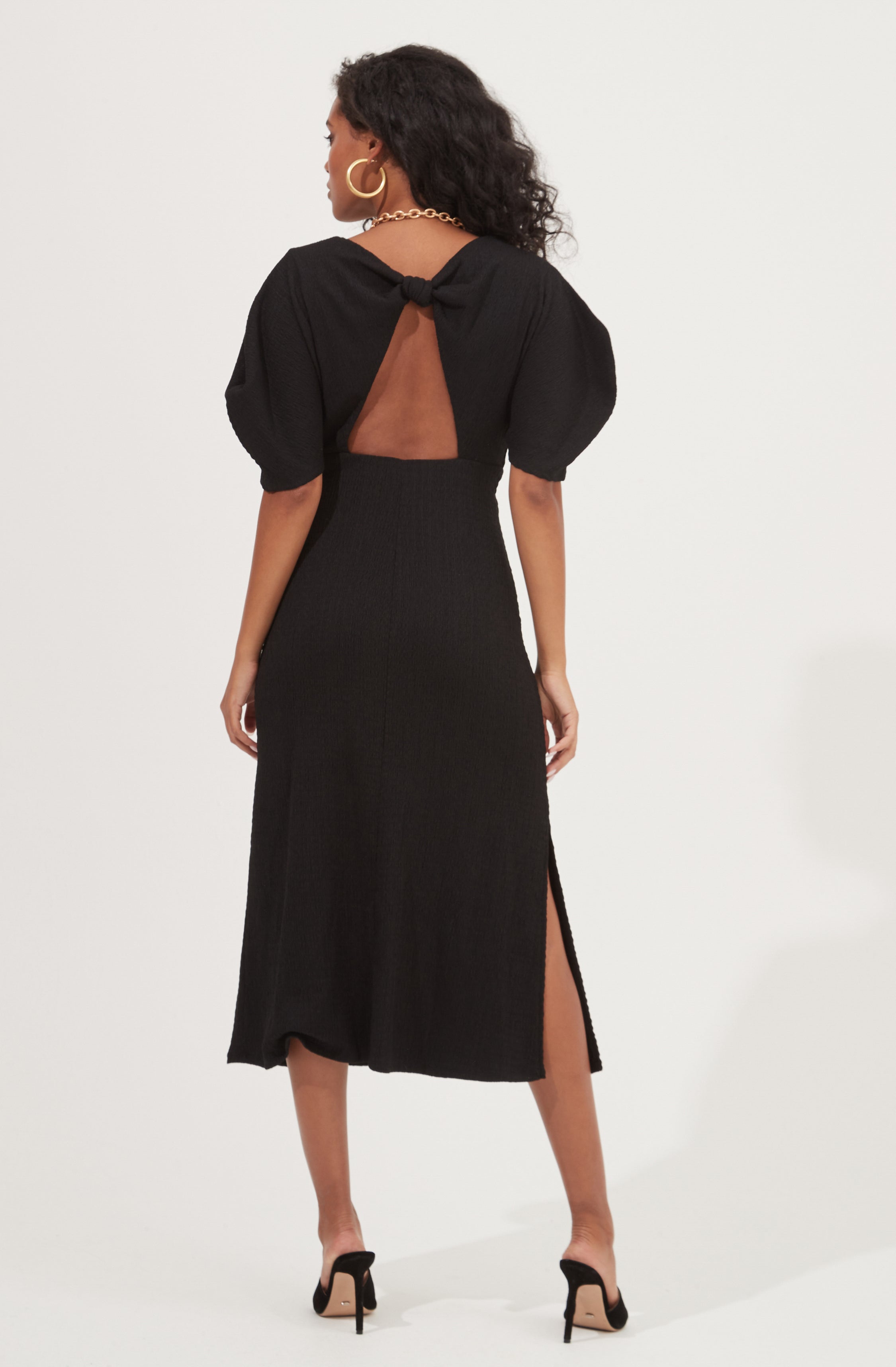 Normandie Cutout Puff Sleeve Midi Dress-Aljck