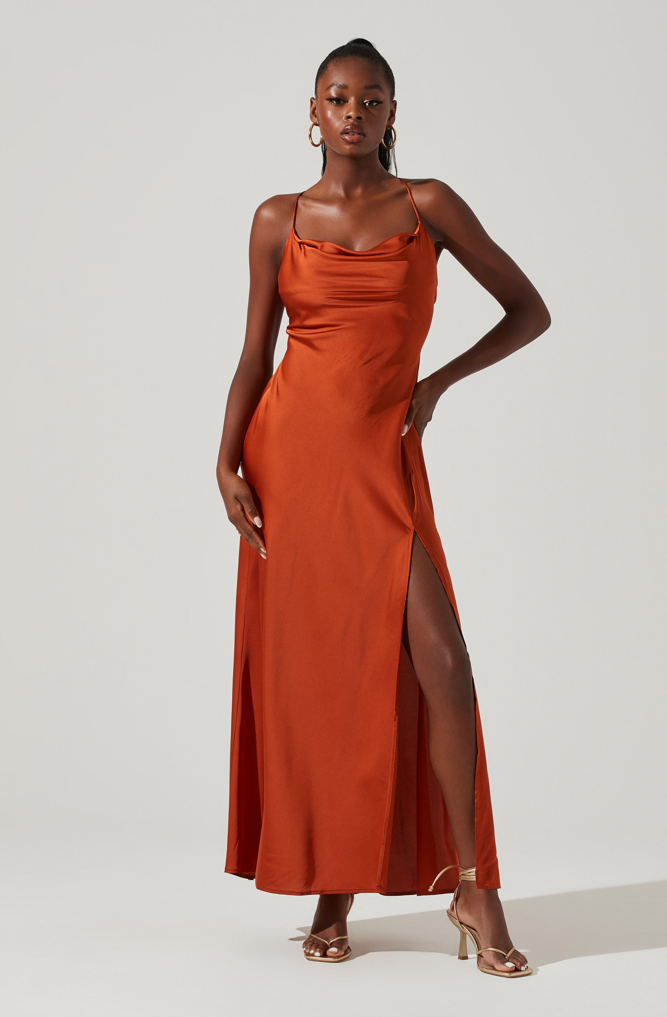 Palisades Cowl Neck Maxi Dress-Aljck