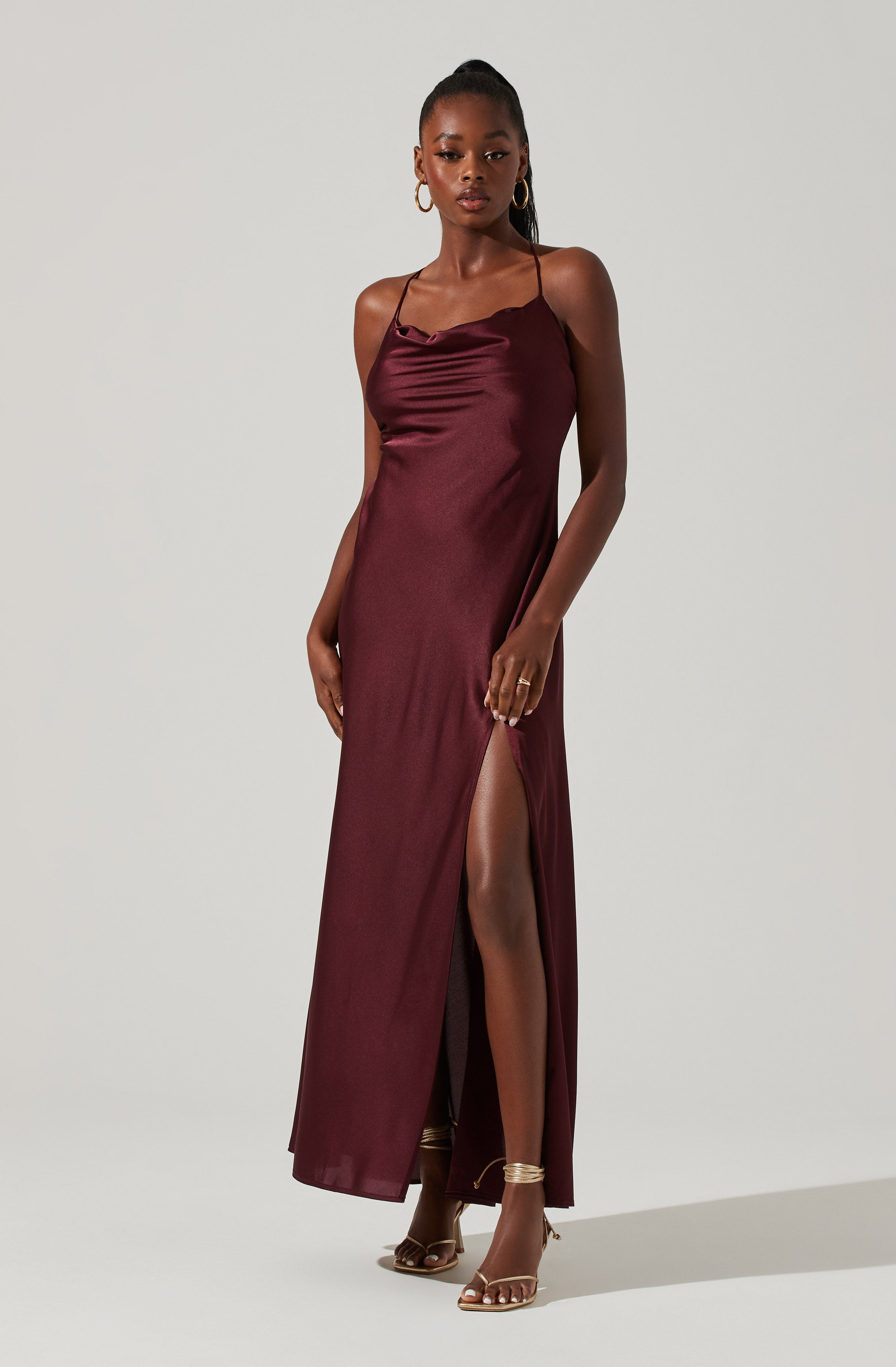 Palisades Cowl Neck Maxi Dress-Aljck