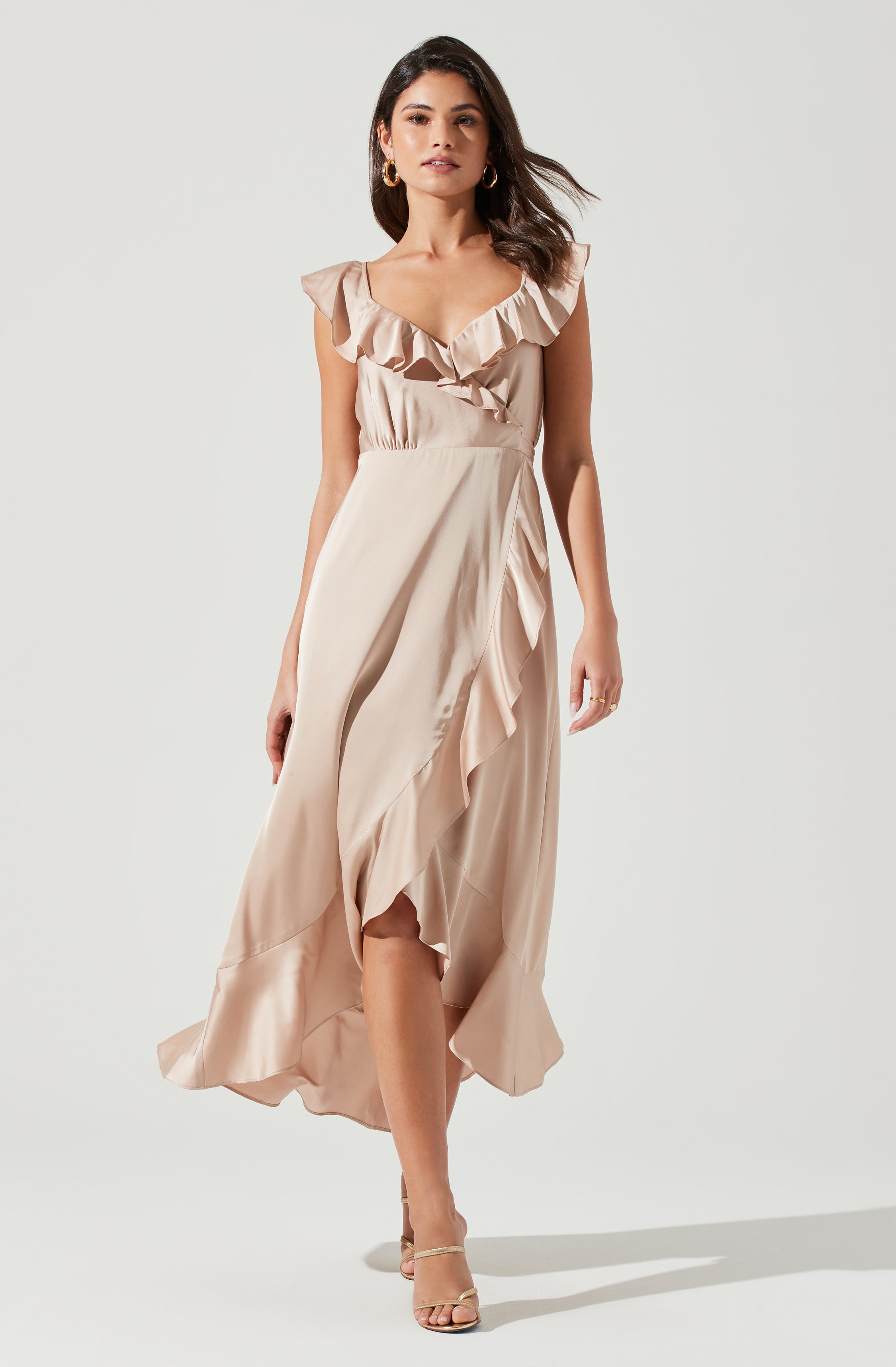 Wilshire Ruffle Open Back Midi Dress-Aljck
