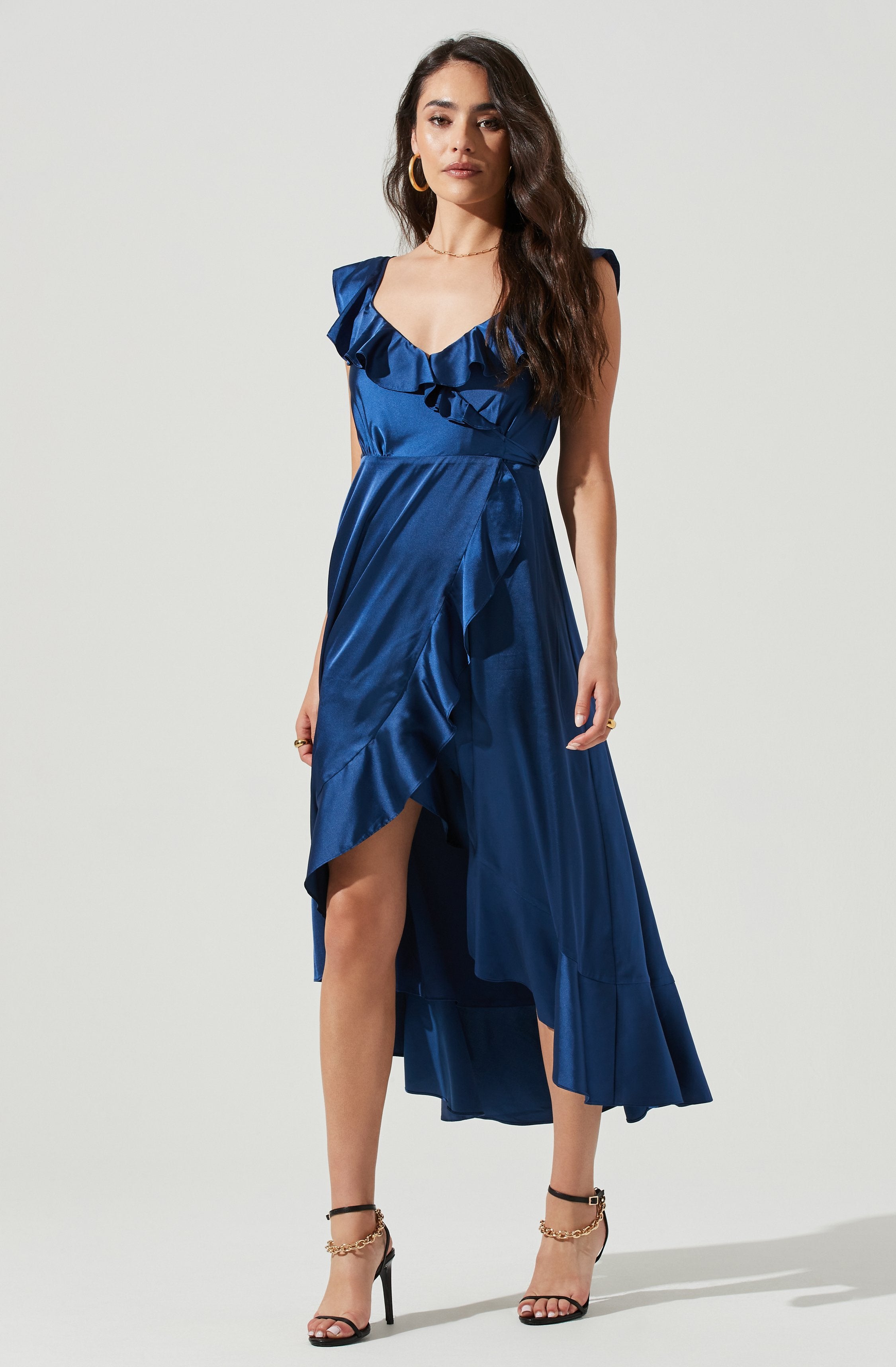 Wilshire Ruffle Open Back Midi Dress-Aljck
