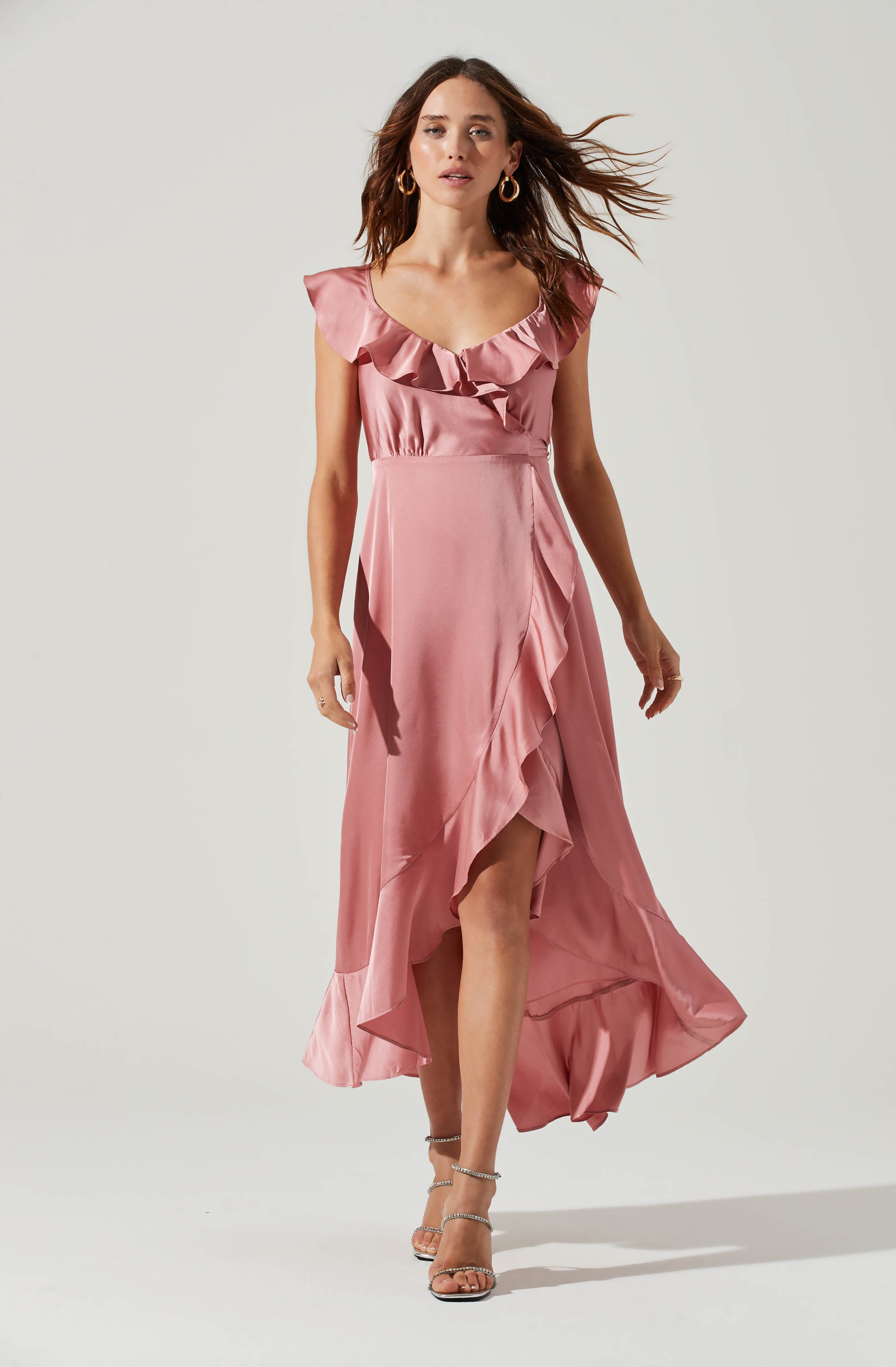 Wilshire Ruffle Open Back Midi Dress-Aljck