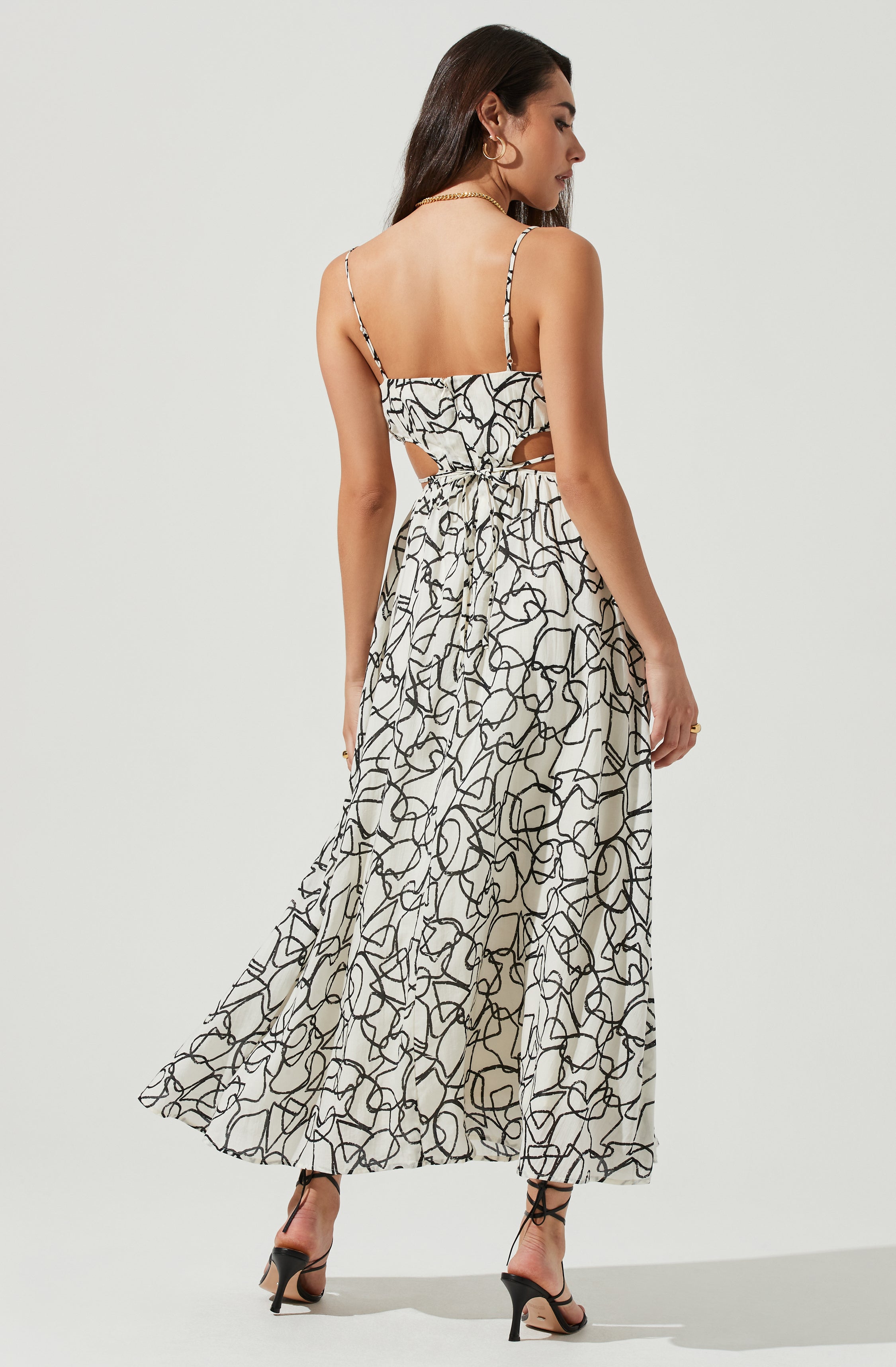 Sanger Abstract Print Cutout Maxi Dress-Aljck