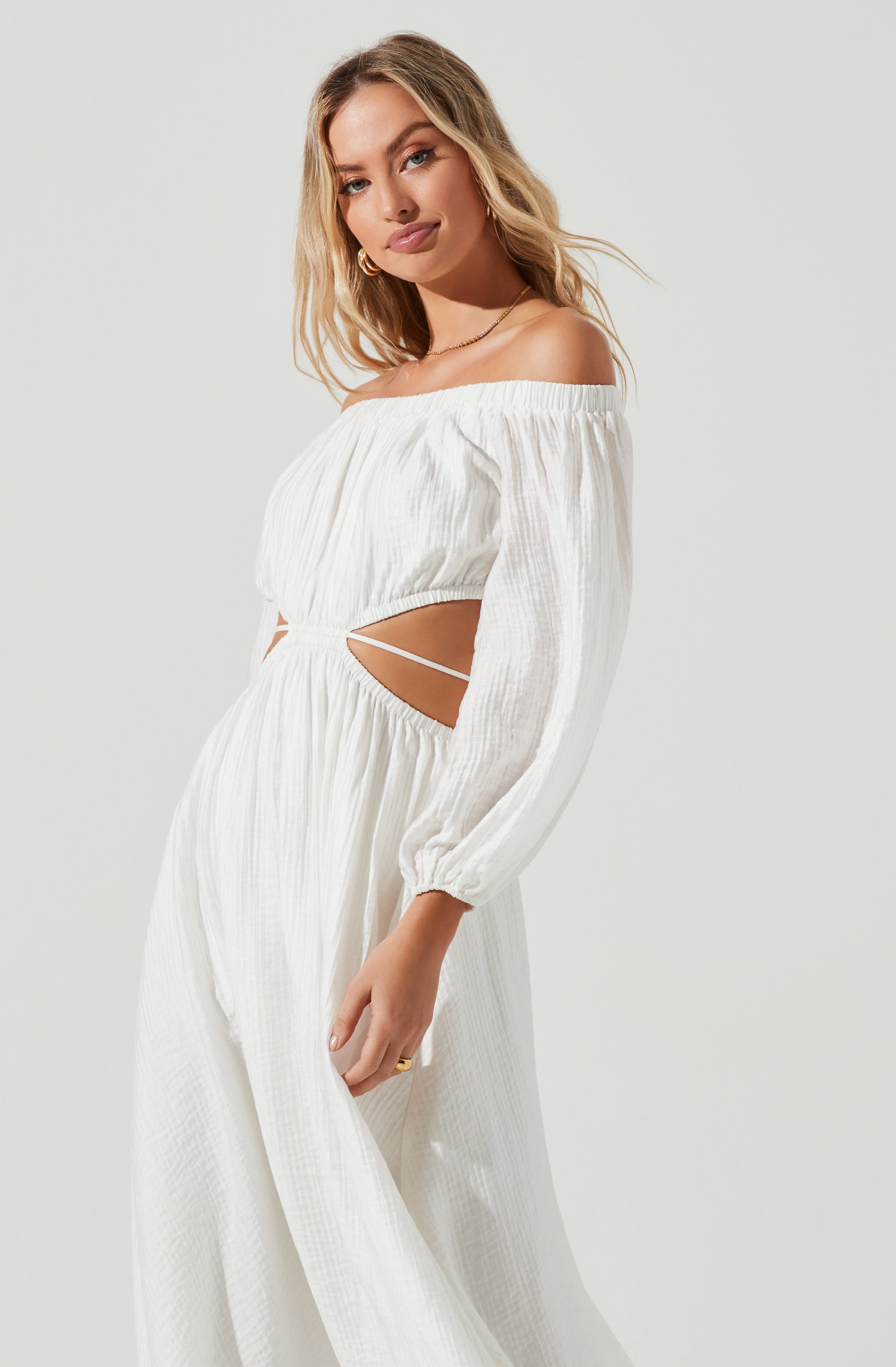 Cassian Cutout Off Shoulder Midi Dress-Aljck