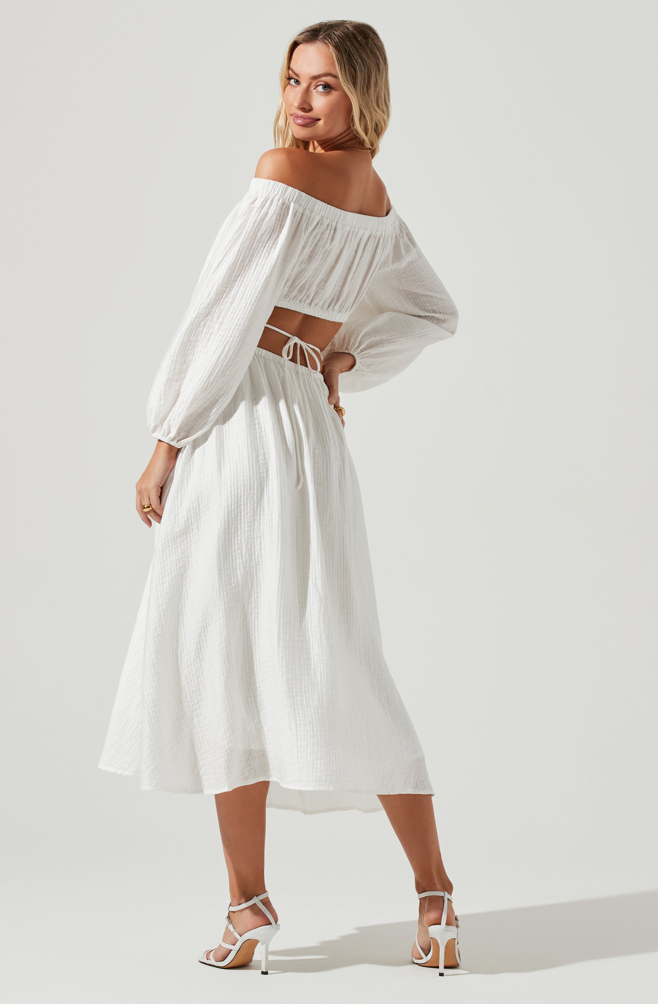 Cassian Cutout Off Shoulder Midi Dress-Aljck