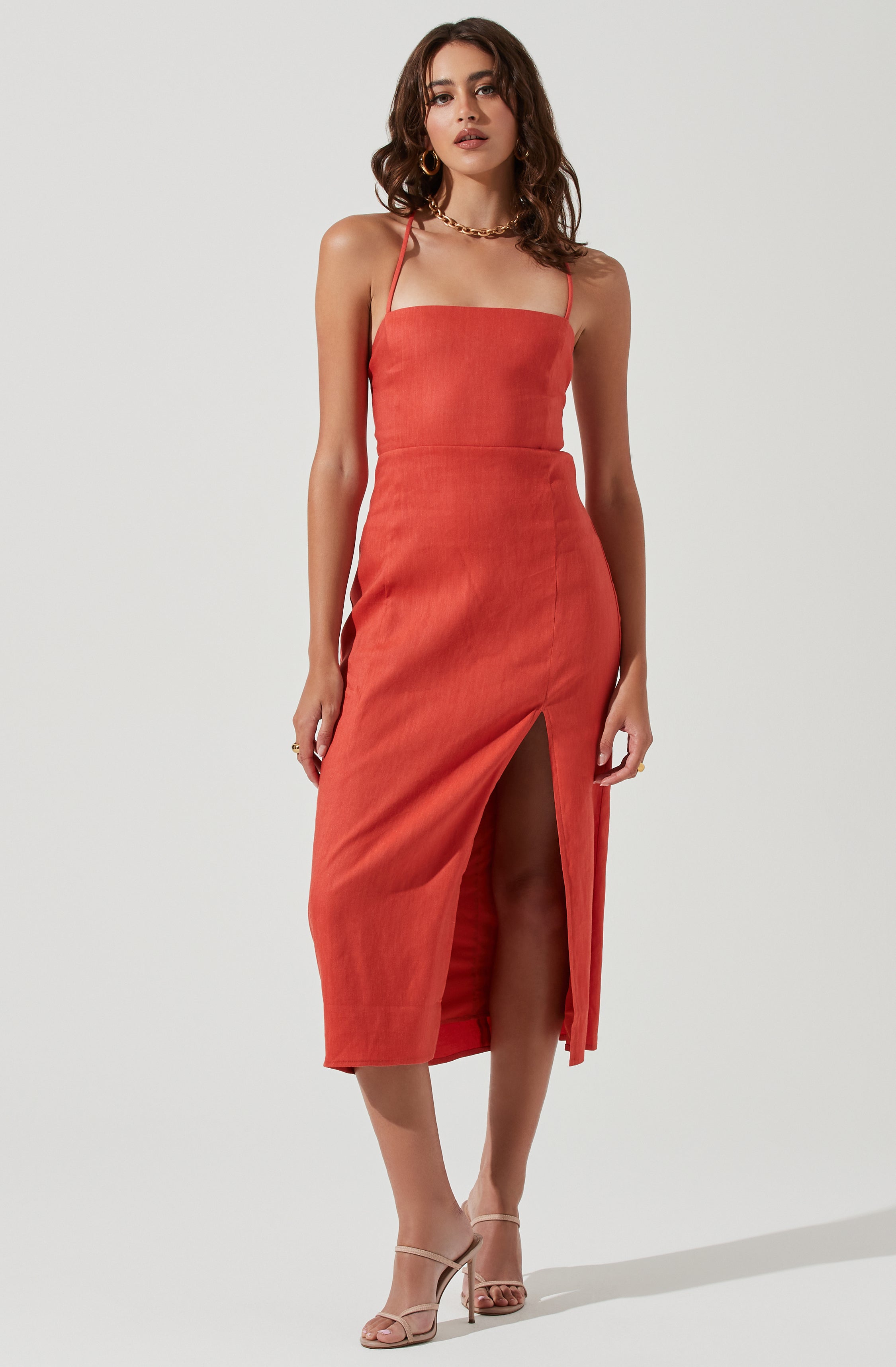 Brayden Strappy Back Midi Dress-Aljck